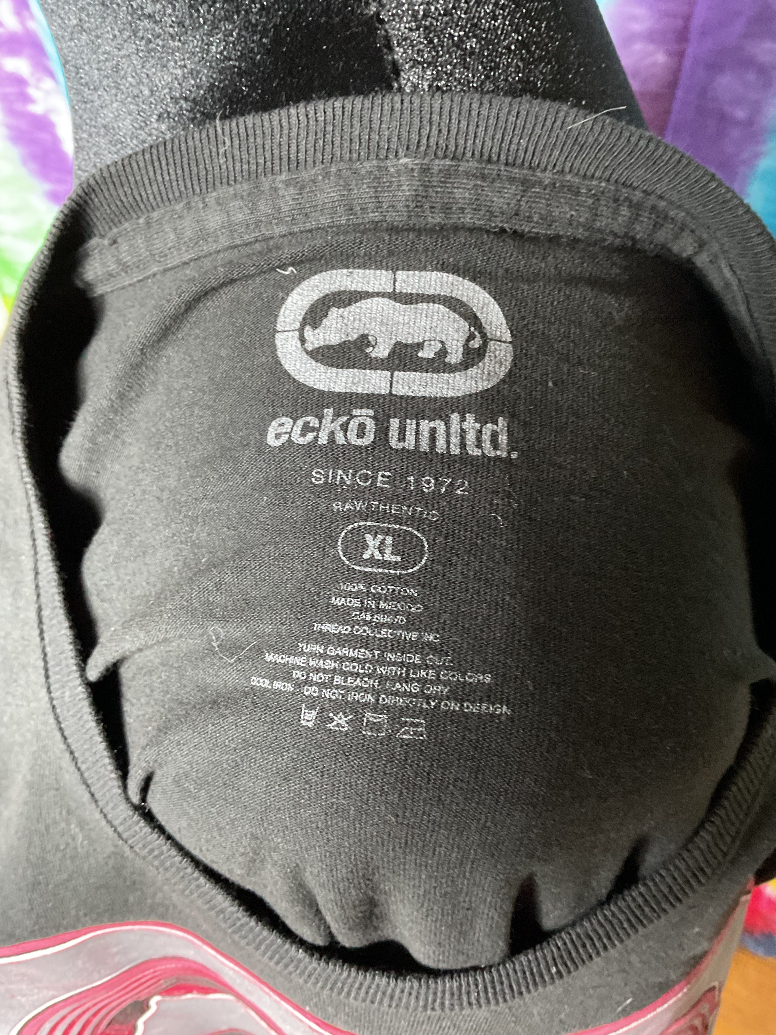 Vintage Ecko Unltd Long Sleeve Shirt Mens XL Black Rhino Brand