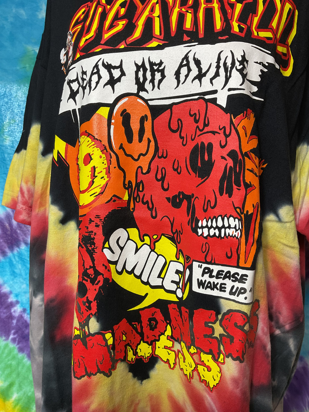 Sugarhill Dead or Alive Smile Madness Tie Dye Tee Biohazard 2XL