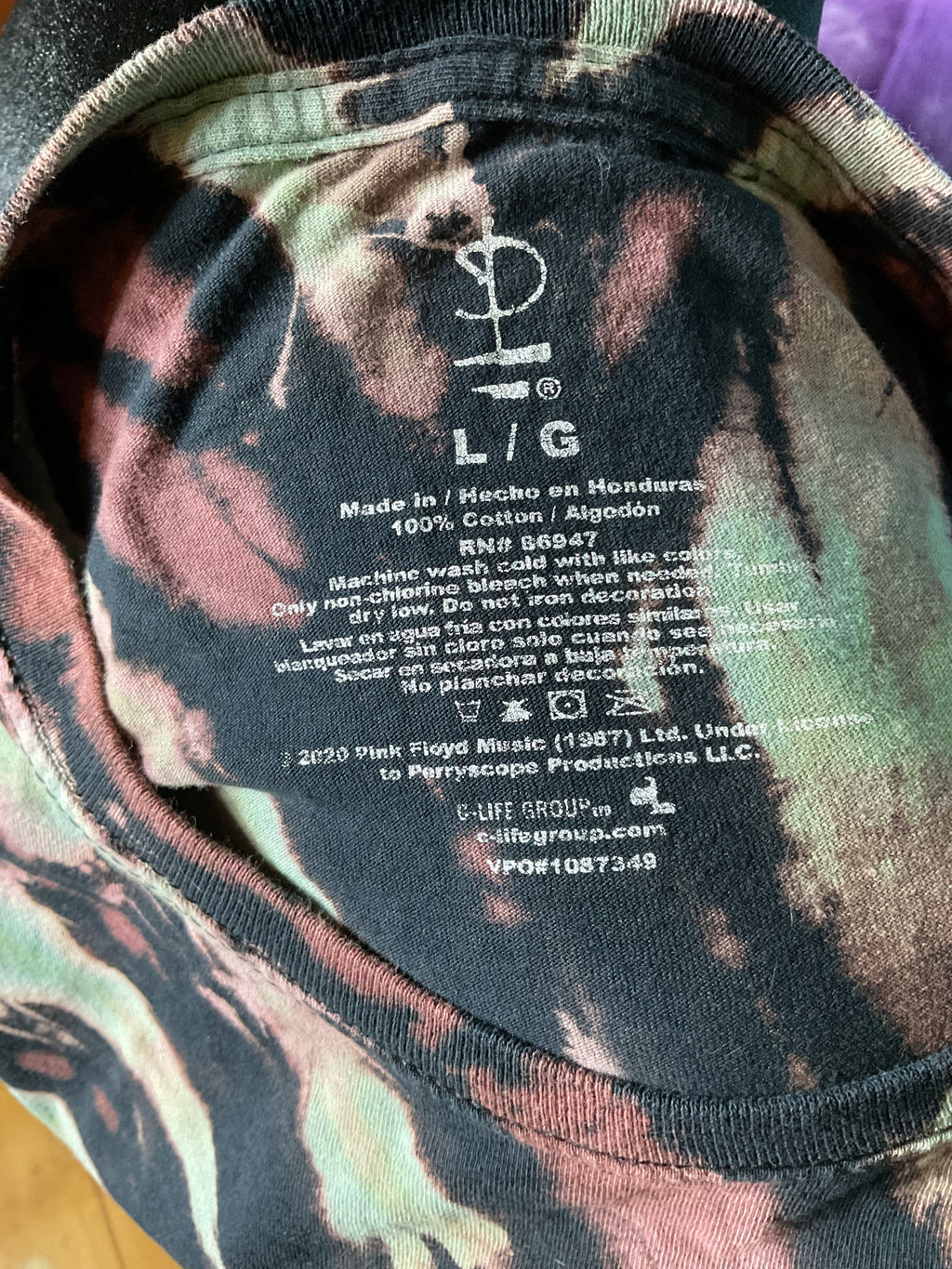 Vintage Pink Floyd Dark Side of the Moon Tie Dye Shirt