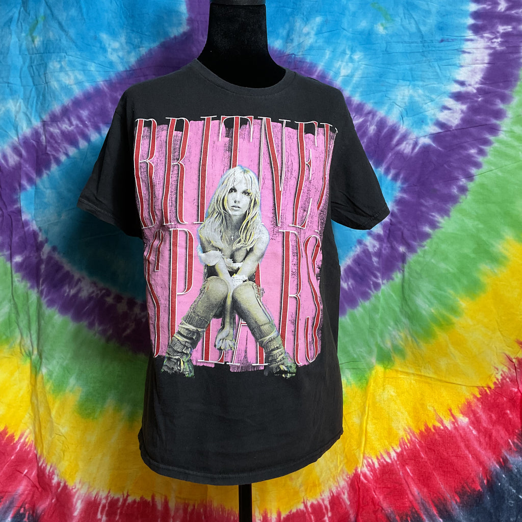 Britney Spears Graphic T-Shirt Black Pink Block Photo Logo Med