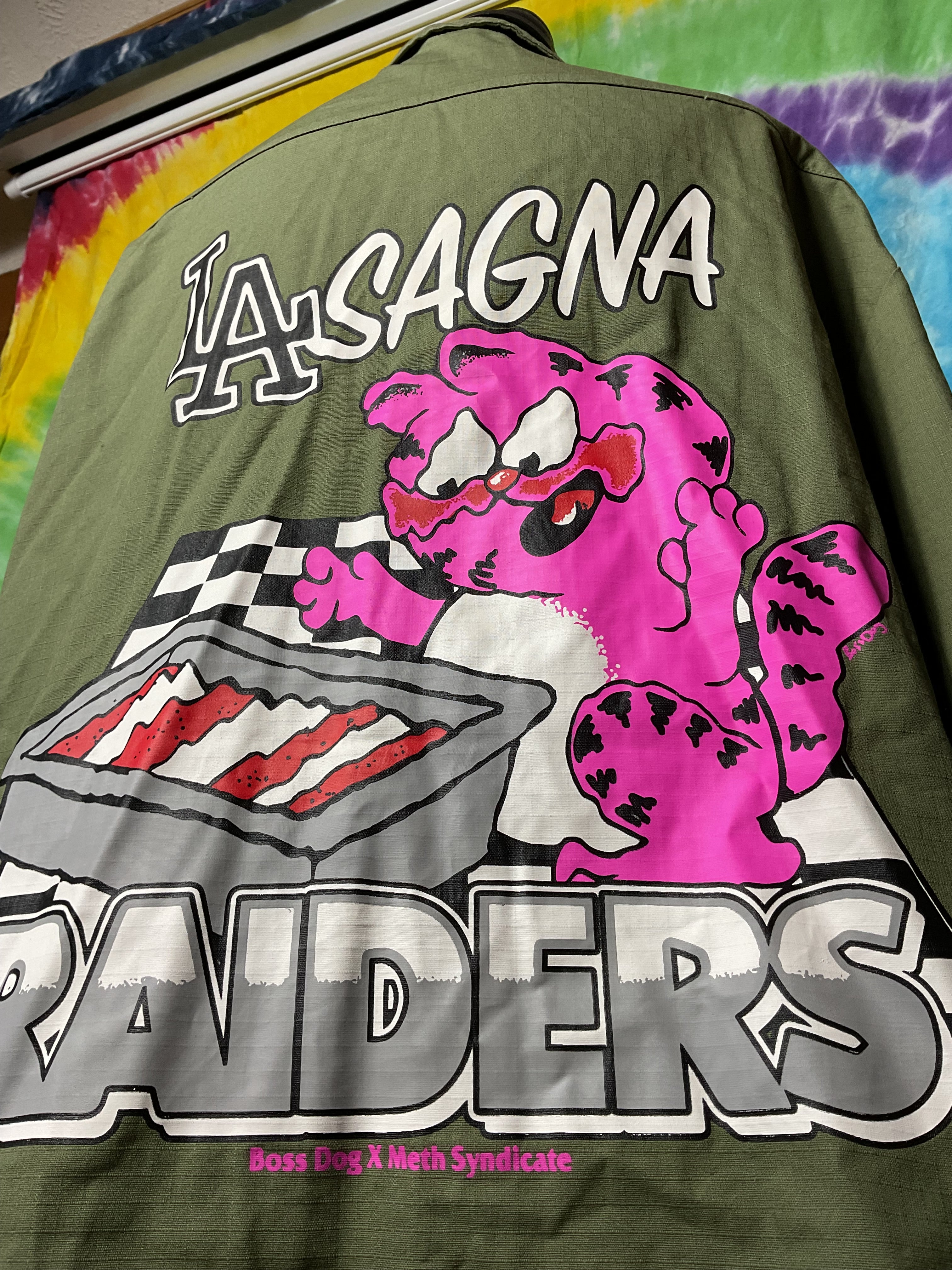 Boss Dog x Meth Syndicate Lasagna Raiders Garfield Jacket XL