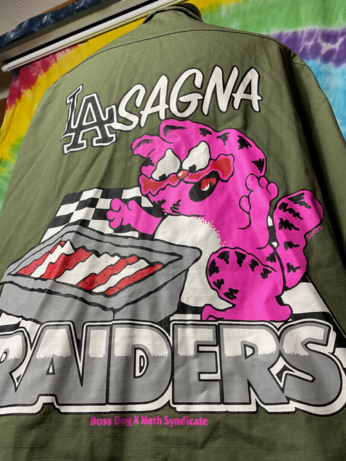 Boss Dog x Meth Syndicate Lasagna Raiders Garfield Jacket XL