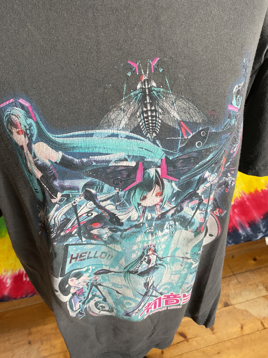 Hatsune Miku Crypton Future Media Washed Grey Graphic Tee Large