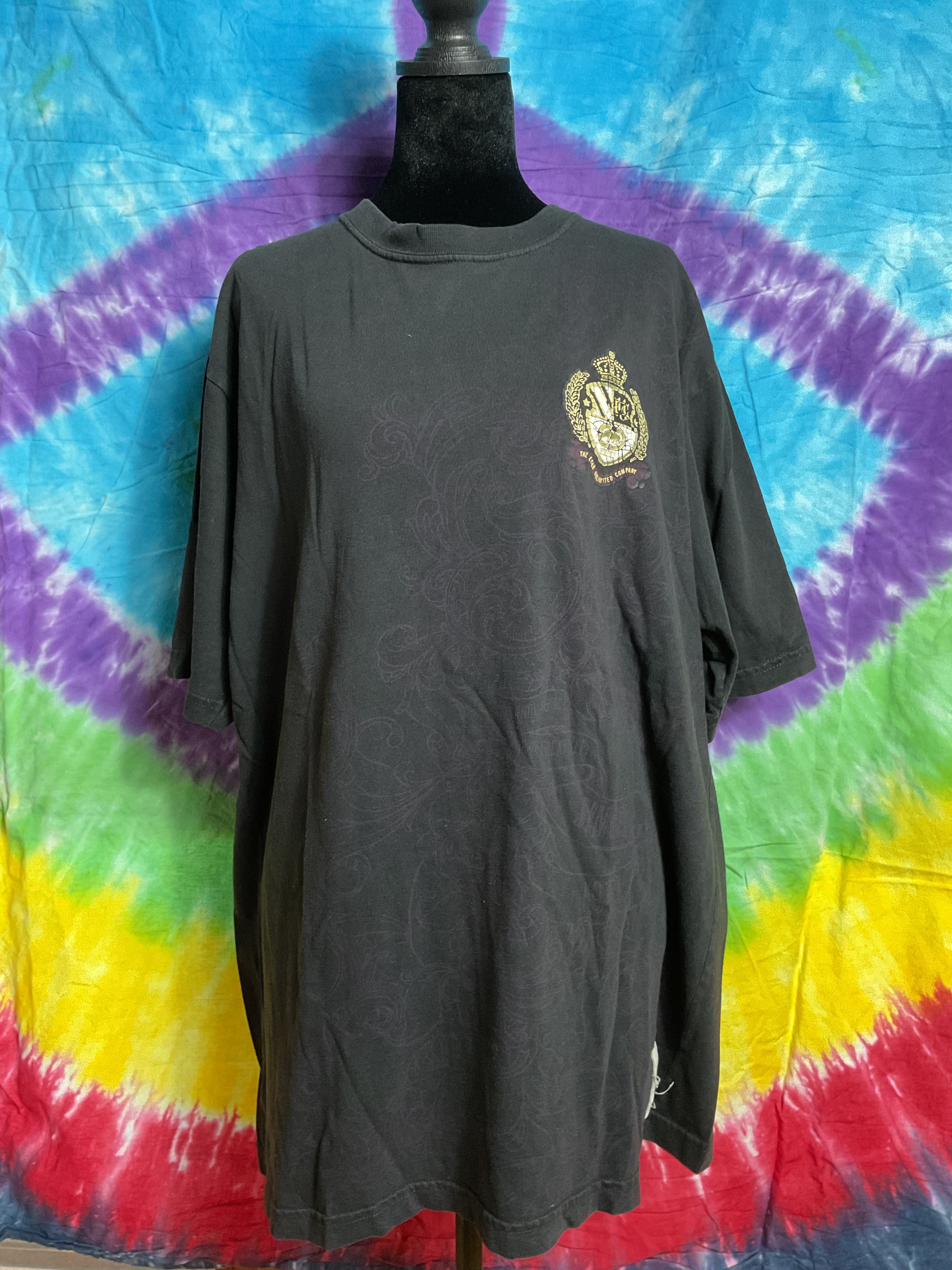 Vtg Ecko Unltd Y2K Crest Paisley AOP Tee Shirt XL Black