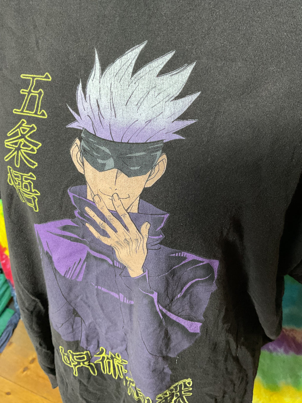 Jujutsu Kaisen Gojo Satoru T-Shirt Men XL Black Crunchyroll Anime