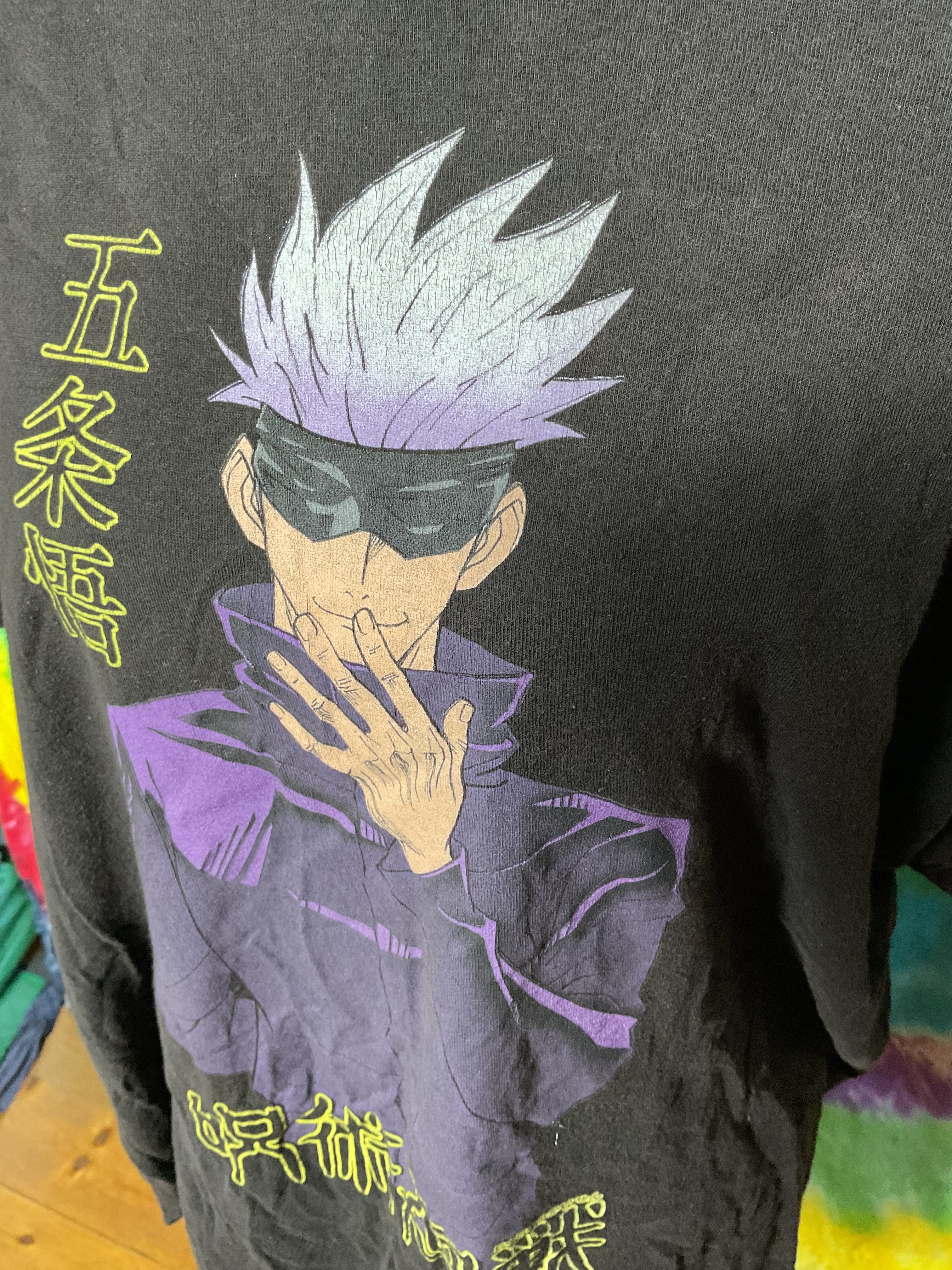 Jujutsu Kaisen Gojo Satoru T-Shirt Men XL Black Crunchyroll Anime