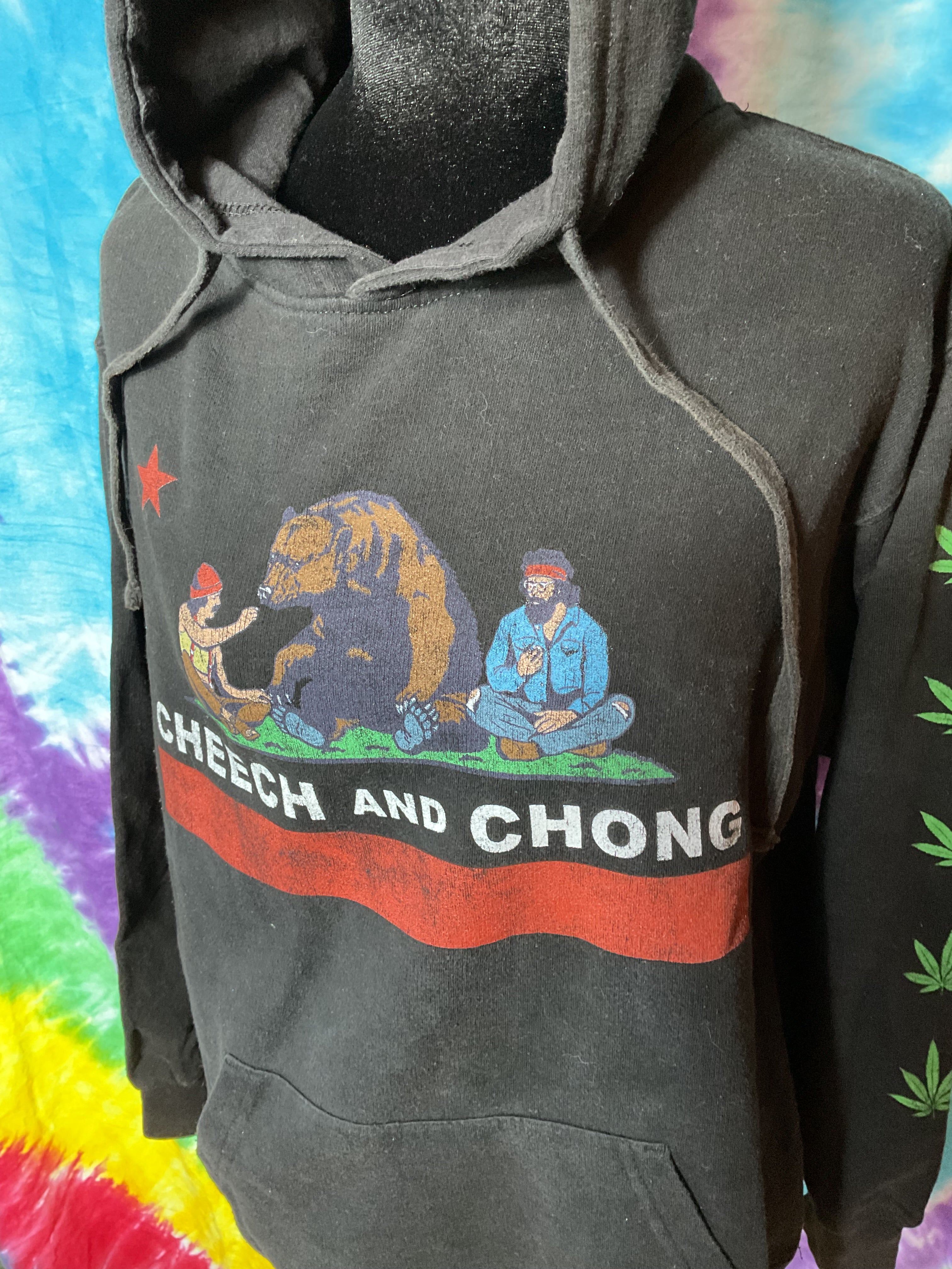 Cheech & Chong California Republic Bear Hoodie Black Small