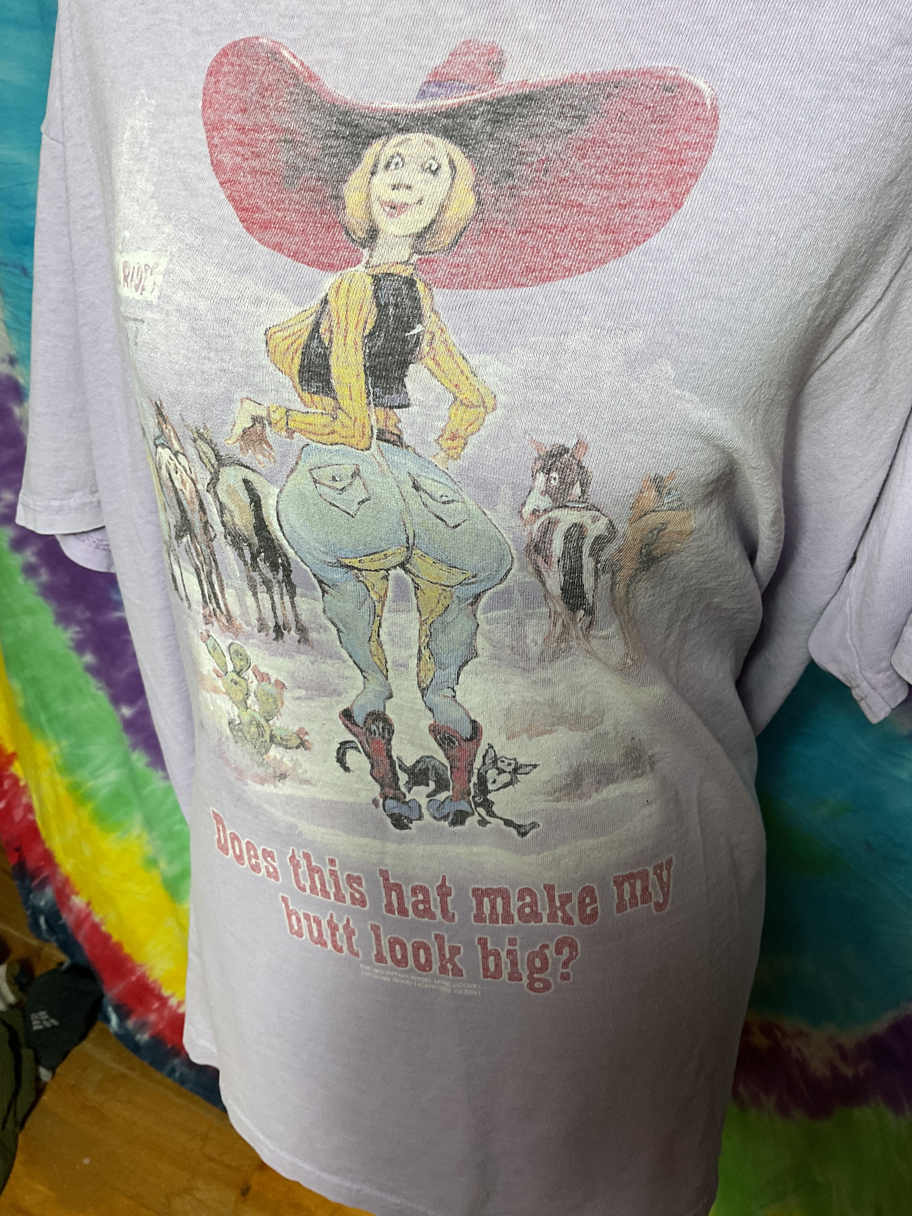 Vintage 2001 The Mountain Cowgirl T-Shirt Funny Humor Lilac L