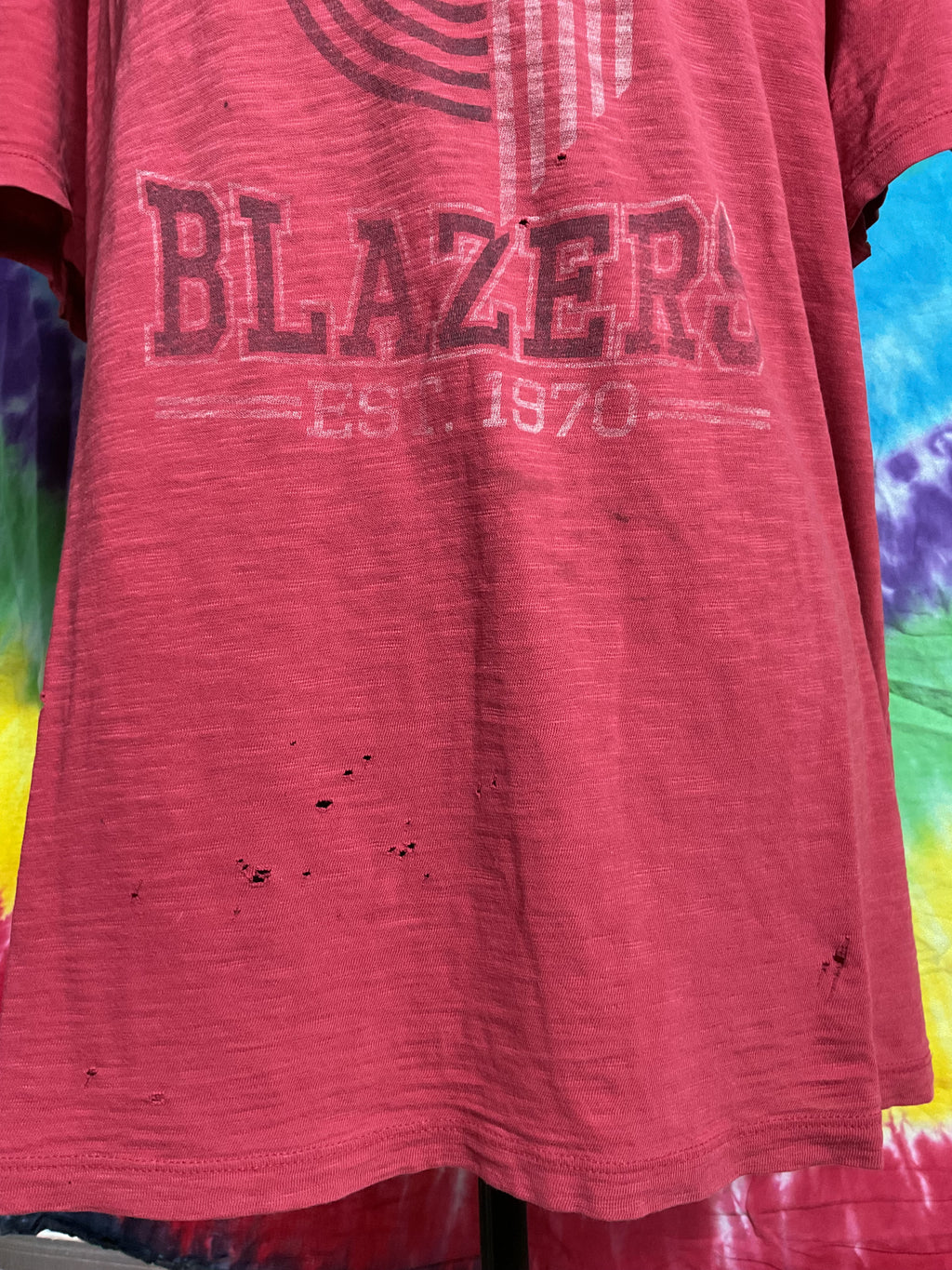 Vtg Portland Trail Blazers Thrashed Paper Thin T-Shirt Large