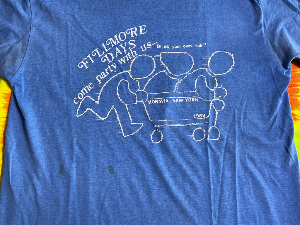1989 Fillmore Days Moravia NY Single Stitch Blue Thin 80s