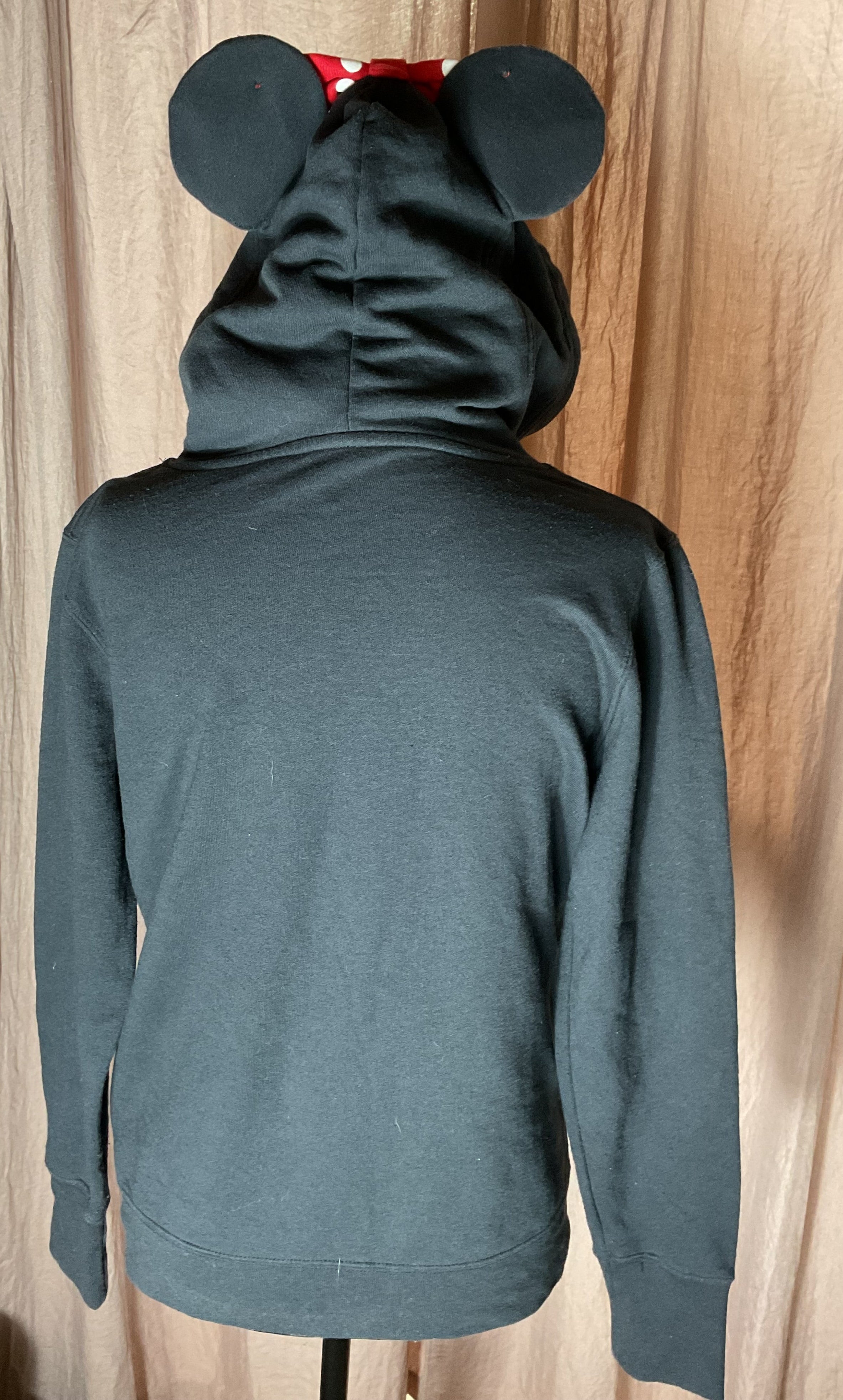 Disney Parks Minnie Mouse Ear Hoodie Black Small S