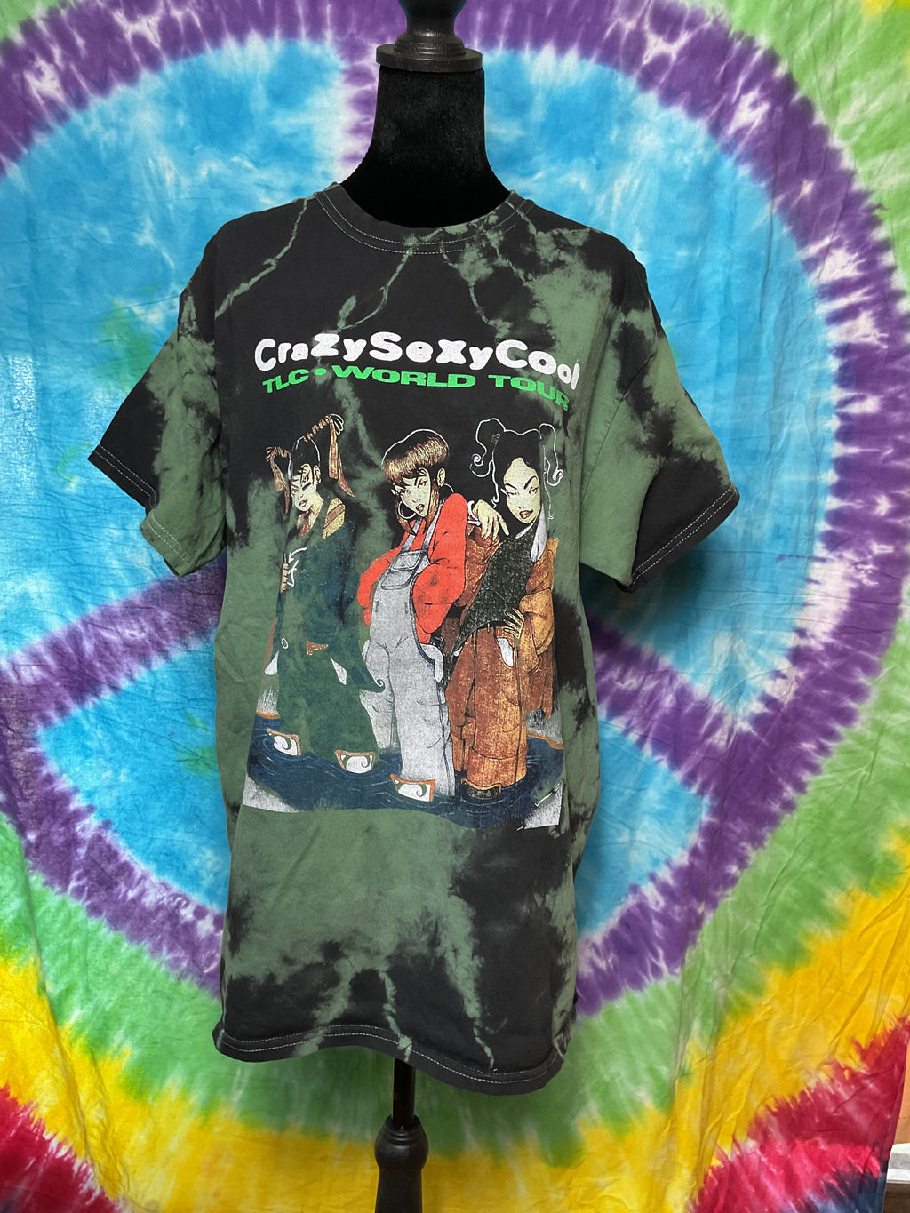 TLC CrazySexyCool World Tour Anime Graphic Tie Dye Tee Large
