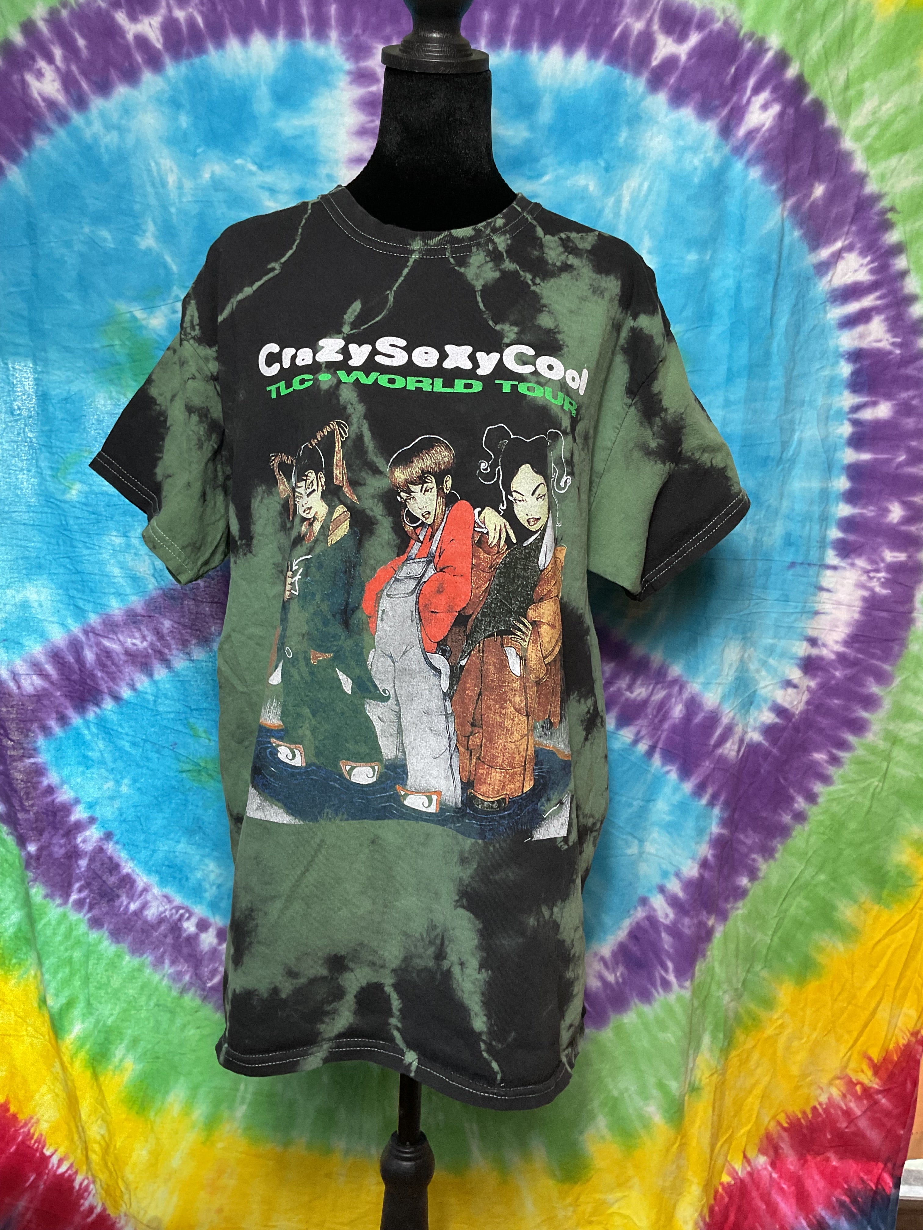 TLC CrazySexyCool World Tour Anime Graphic Tie Dye Tee Large