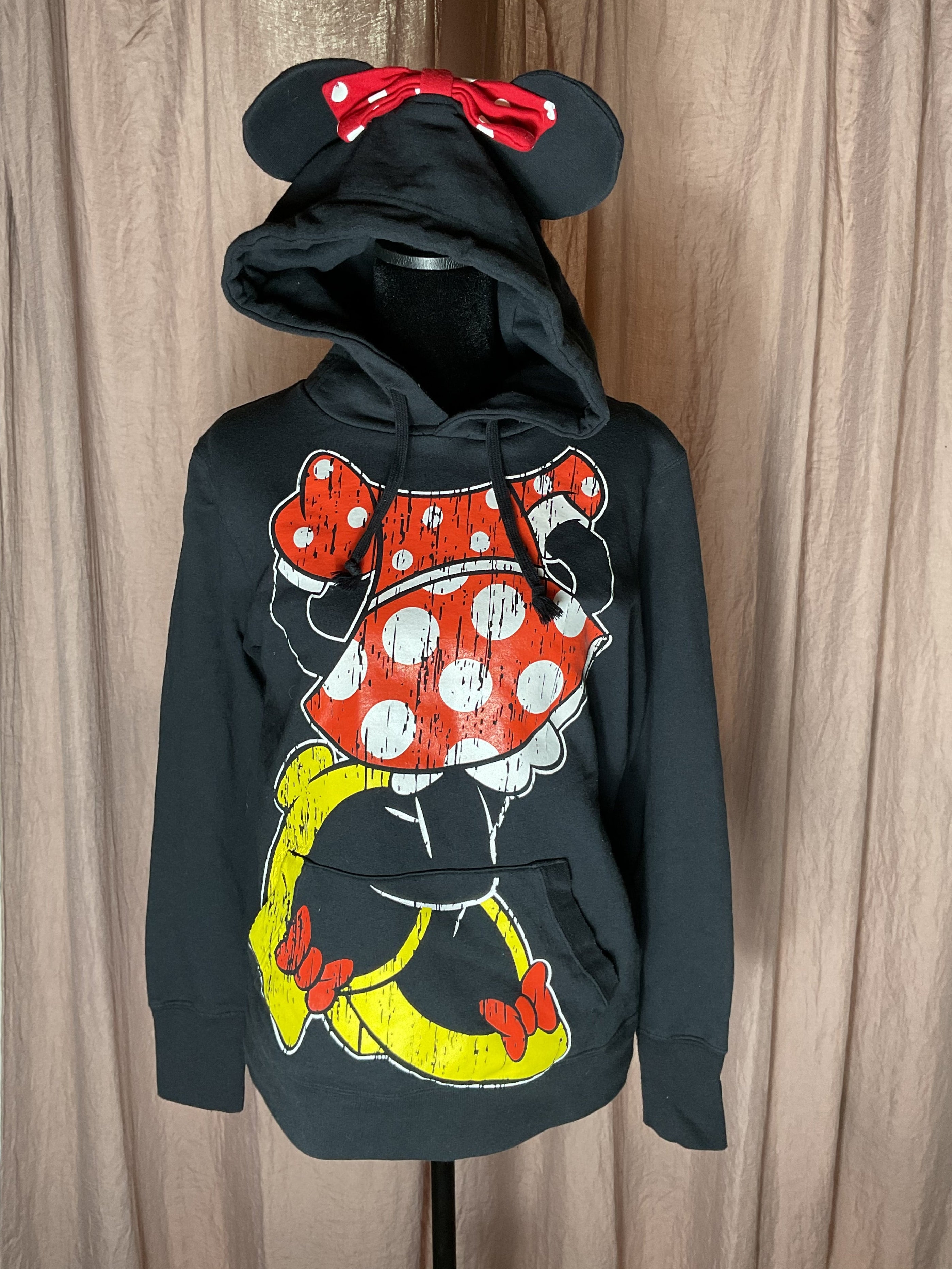 Disney Parks Minnie Mouse Ear Hoodie Black Small S