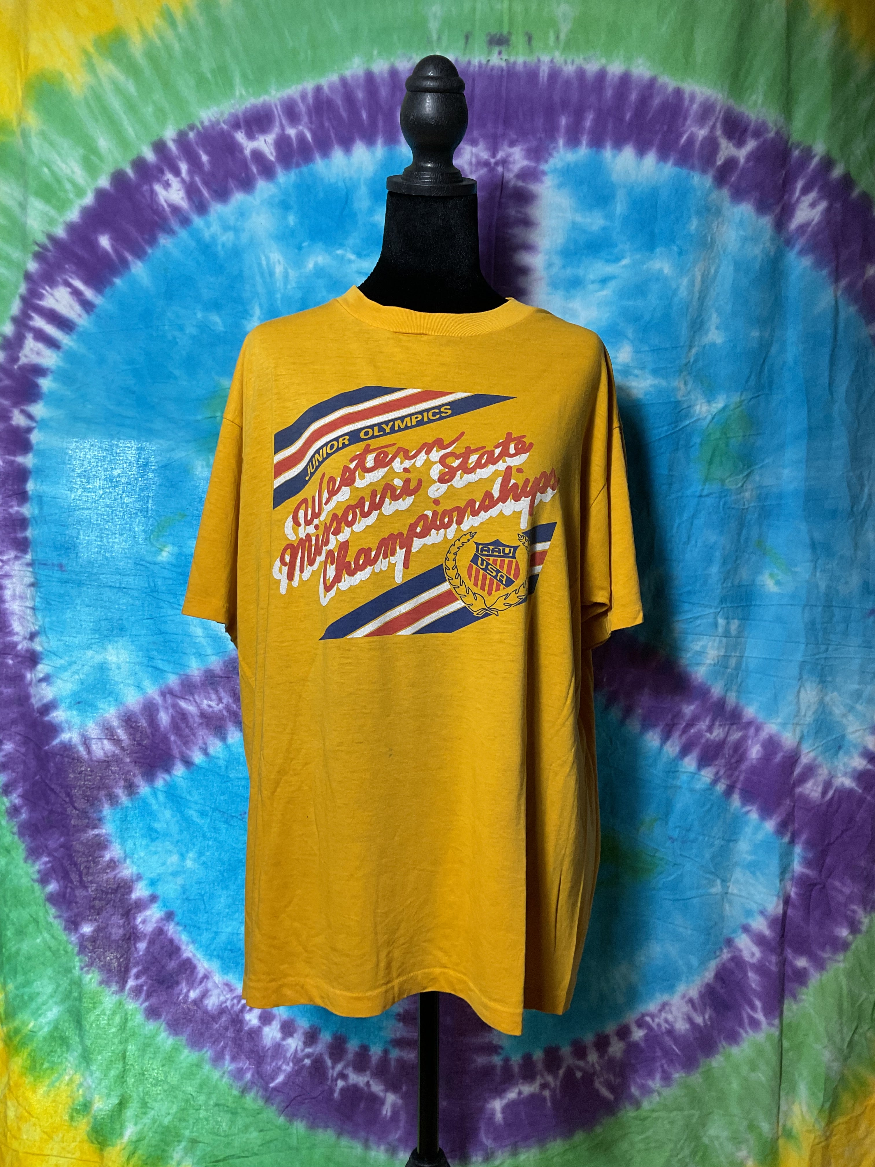 Vtg 80s Hanes Fifty-Fifty AAU Junior Olympics Missouri Tee XL