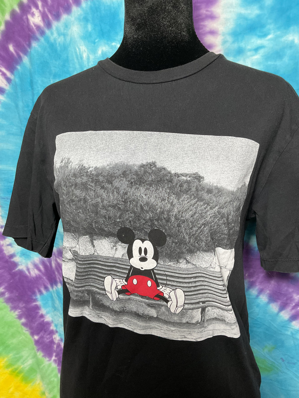 Zara x Disney Mickey Mouse Park Bench Graphic Tee Black Small