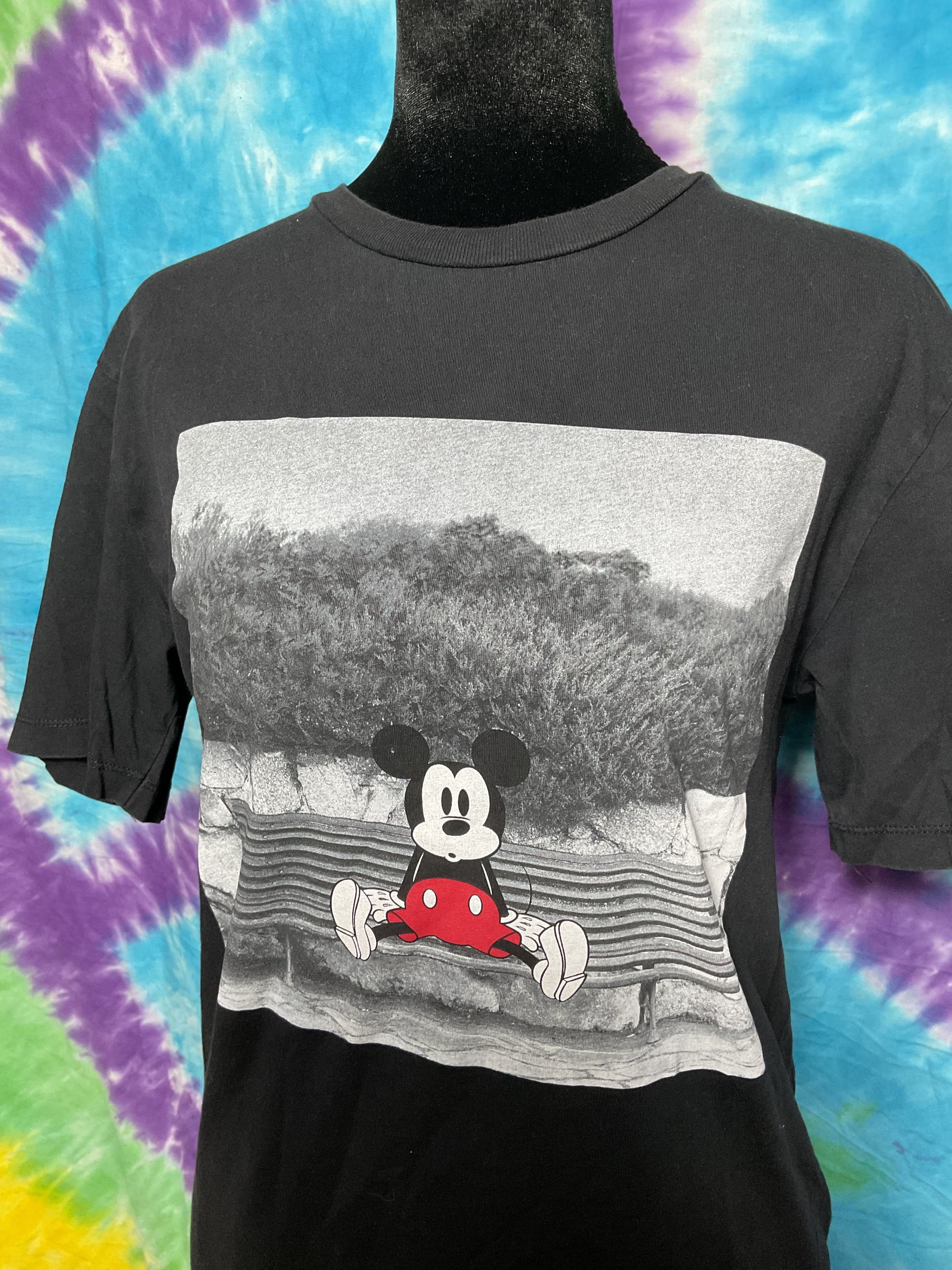 Zara x Disney Mickey Mouse Park Bench Graphic Tee Black Small