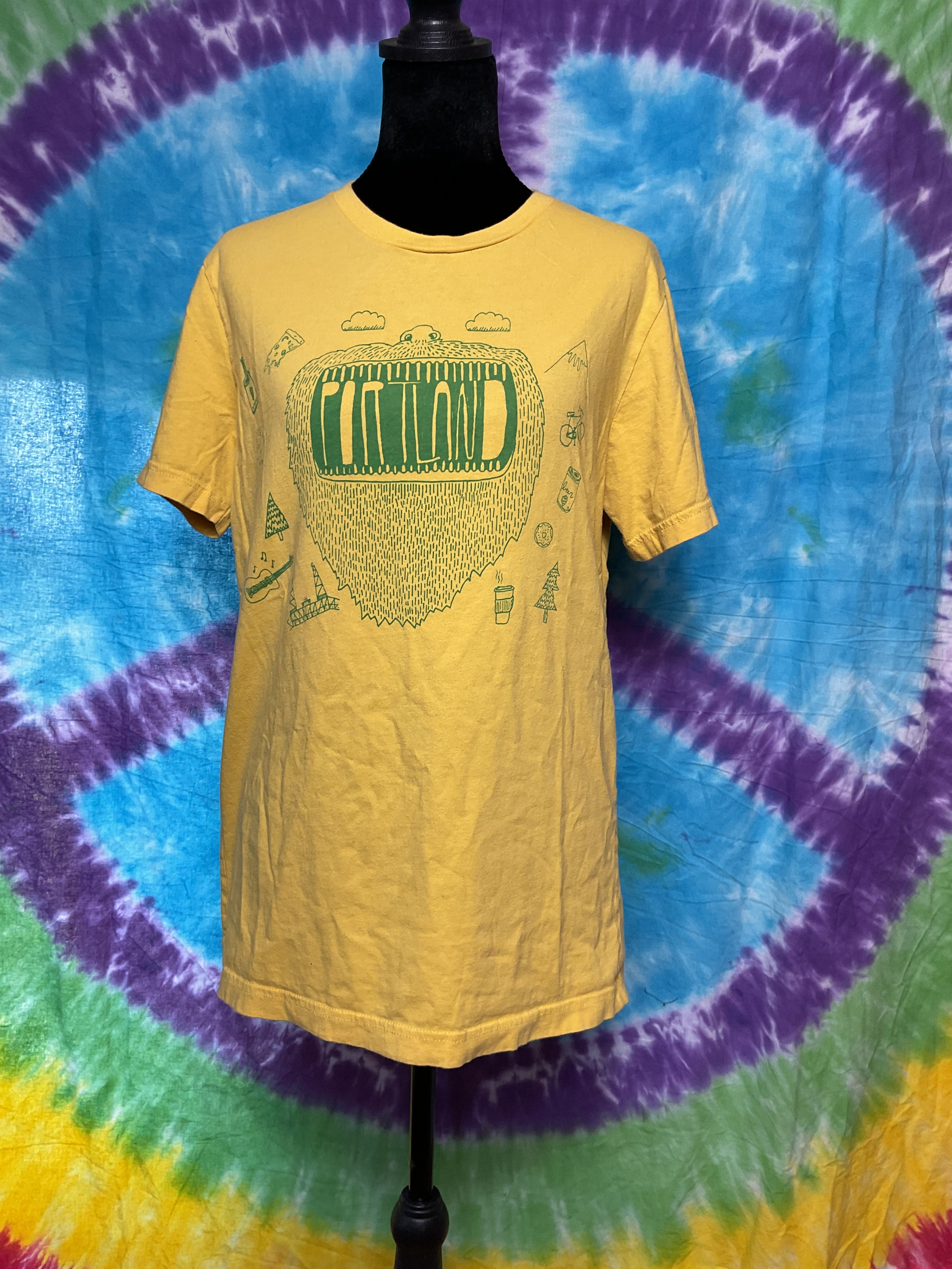 Portland Big Mouth Tee Ginger Yellow Ringspun Cotton Sz M
