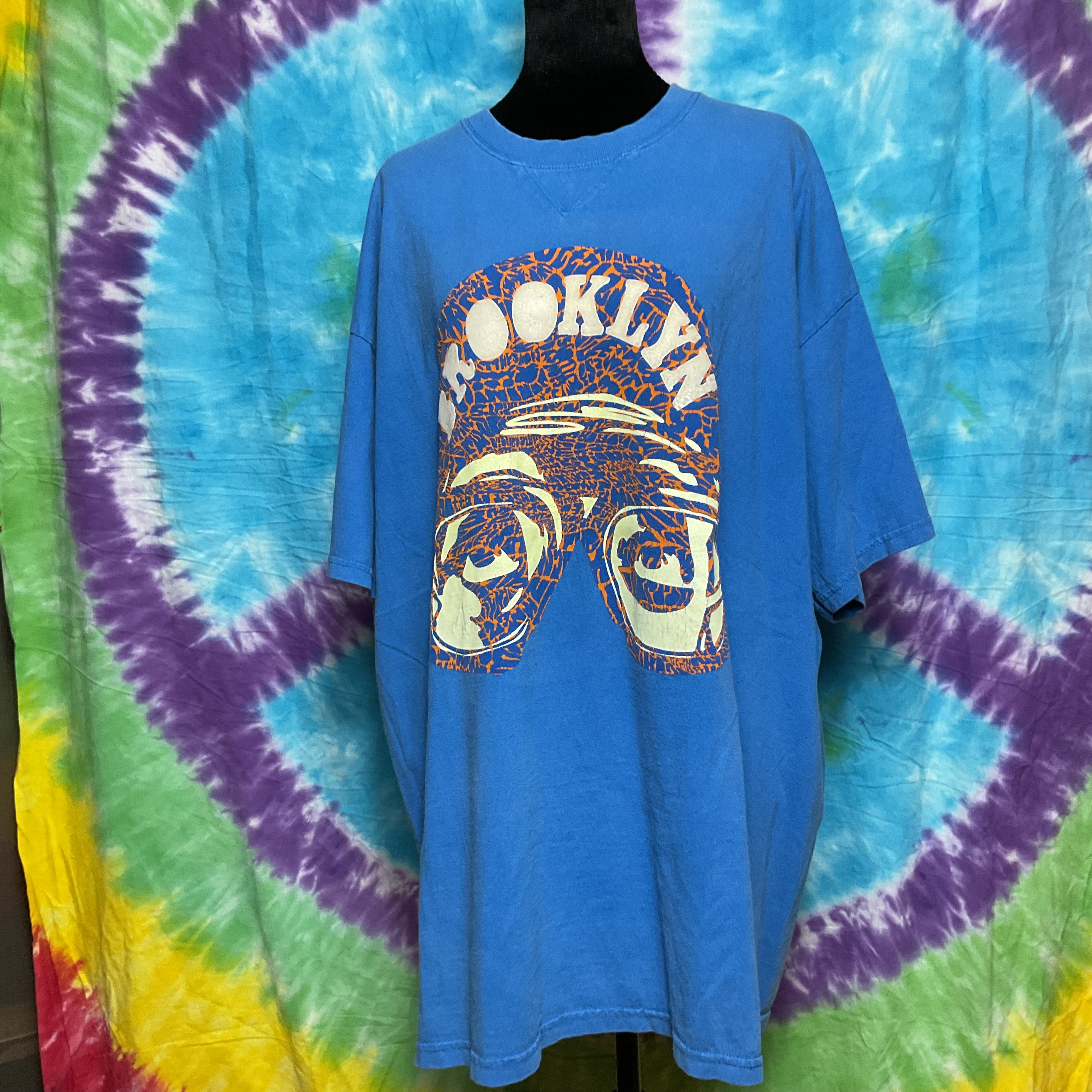 Jordan Brooklyn Elephant Print T-Shirt XL Blue Orange Vintage