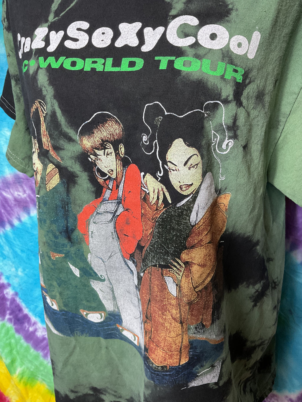 TLC CrazySexyCool World Tour Anime Graphic Tie Dye Tee Large