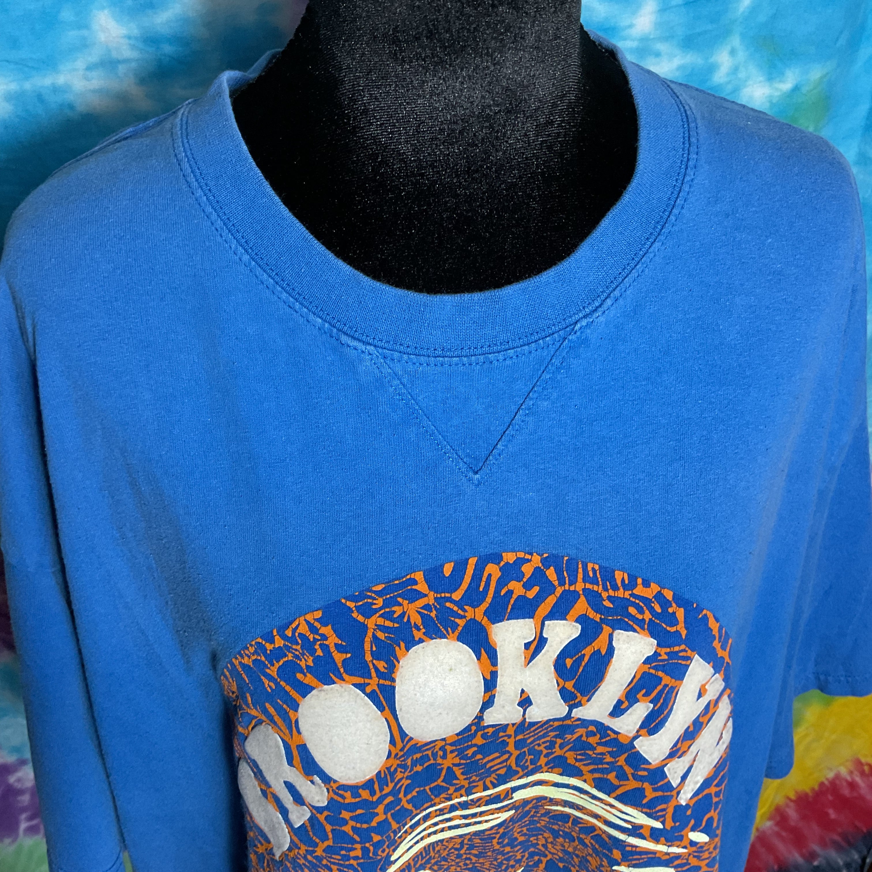 Jordan Brooklyn Elephant Print T-Shirt XL Blue Orange Vintage