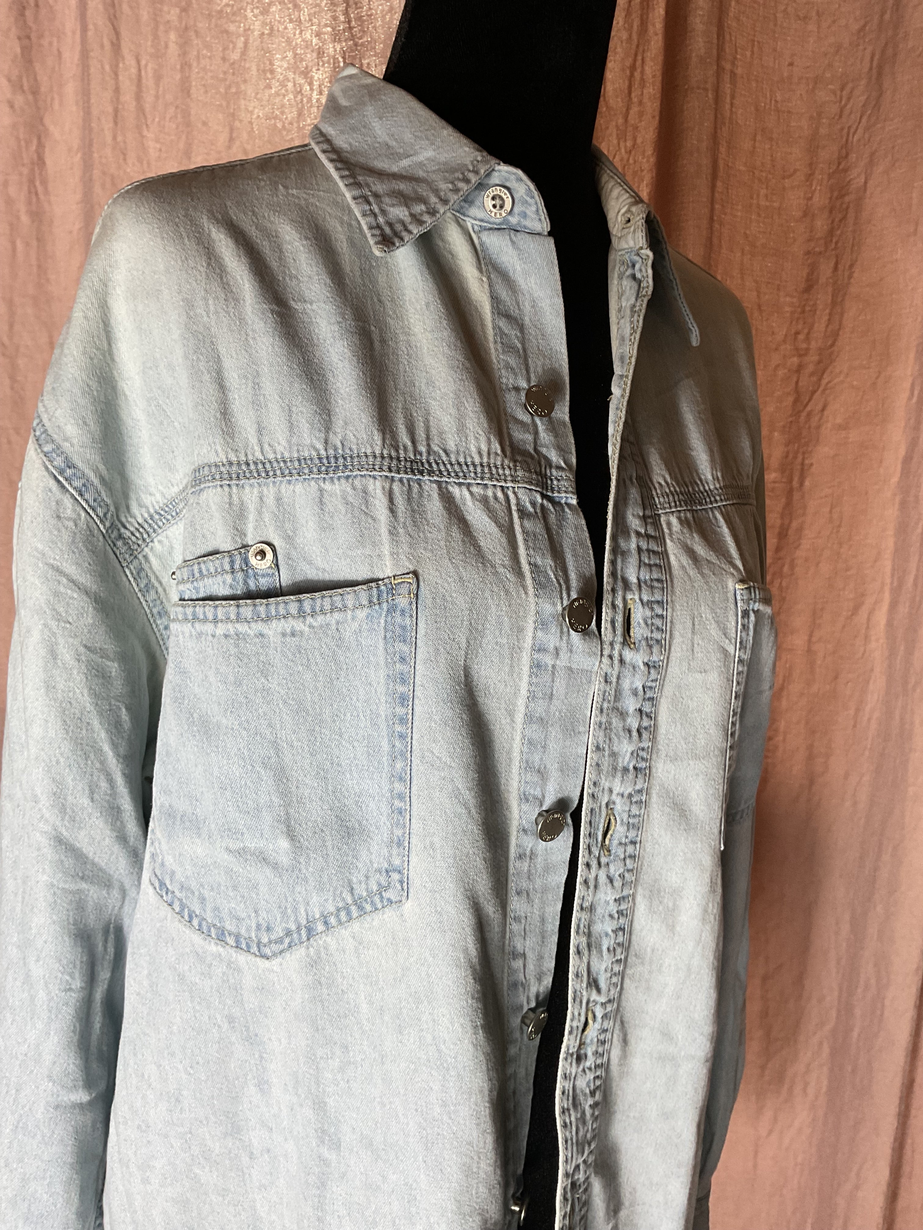 Wrangler Hero Light Wash Denim Button Down