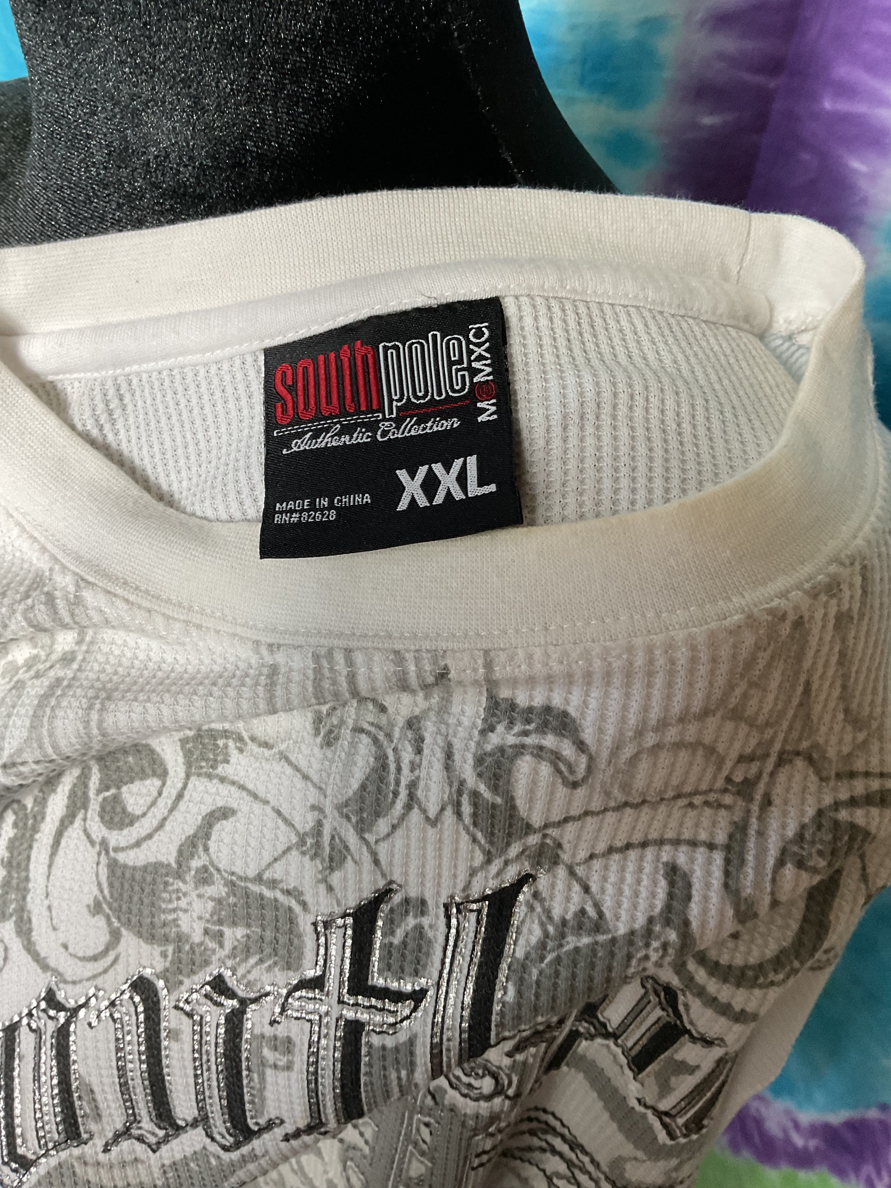 Southpole Y2K Thermal Shirt XXL White Lavish Luxury Waffle Knit
