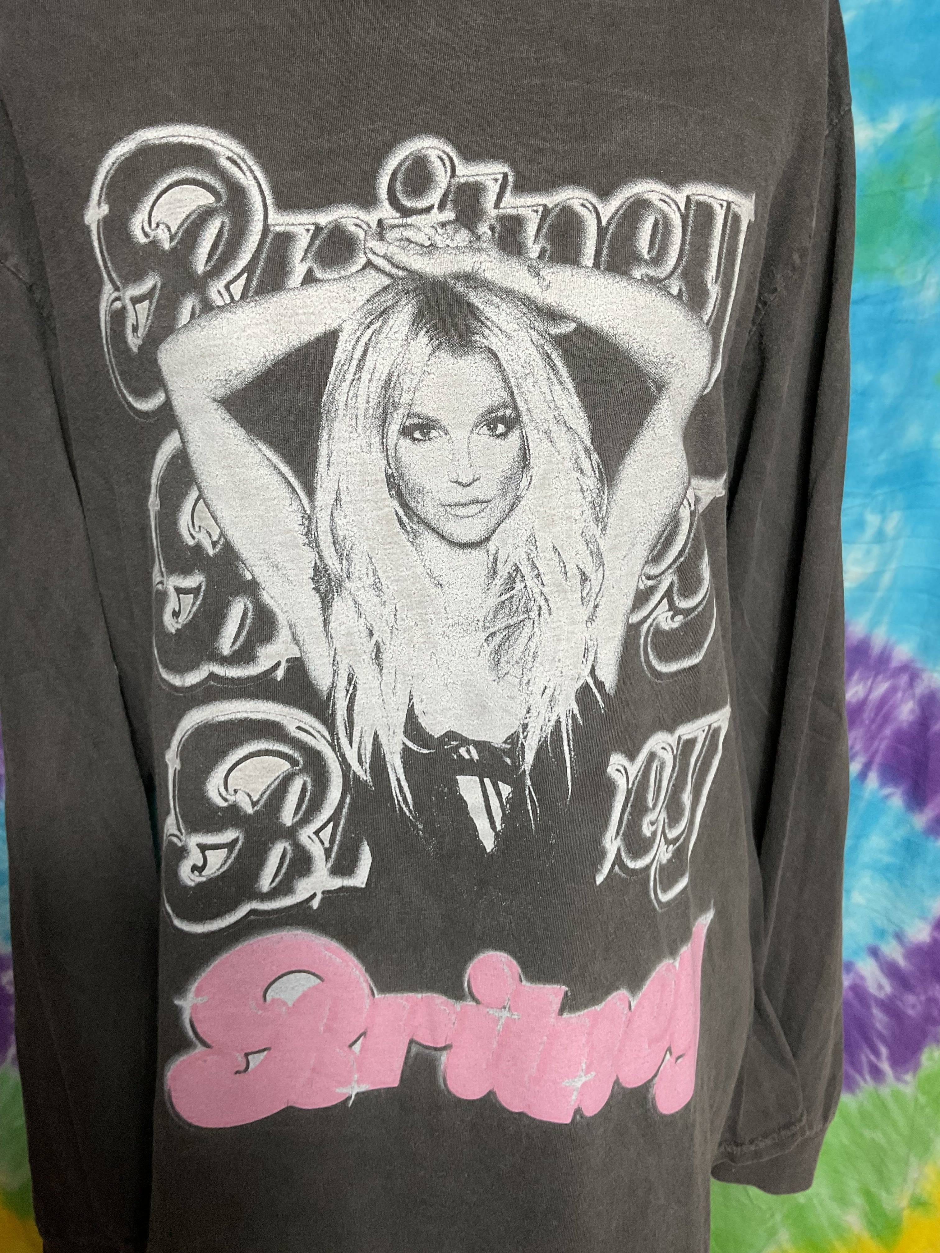 Britney Spears 2021 Graphic Long Sleeve Tee Grey Pink M
