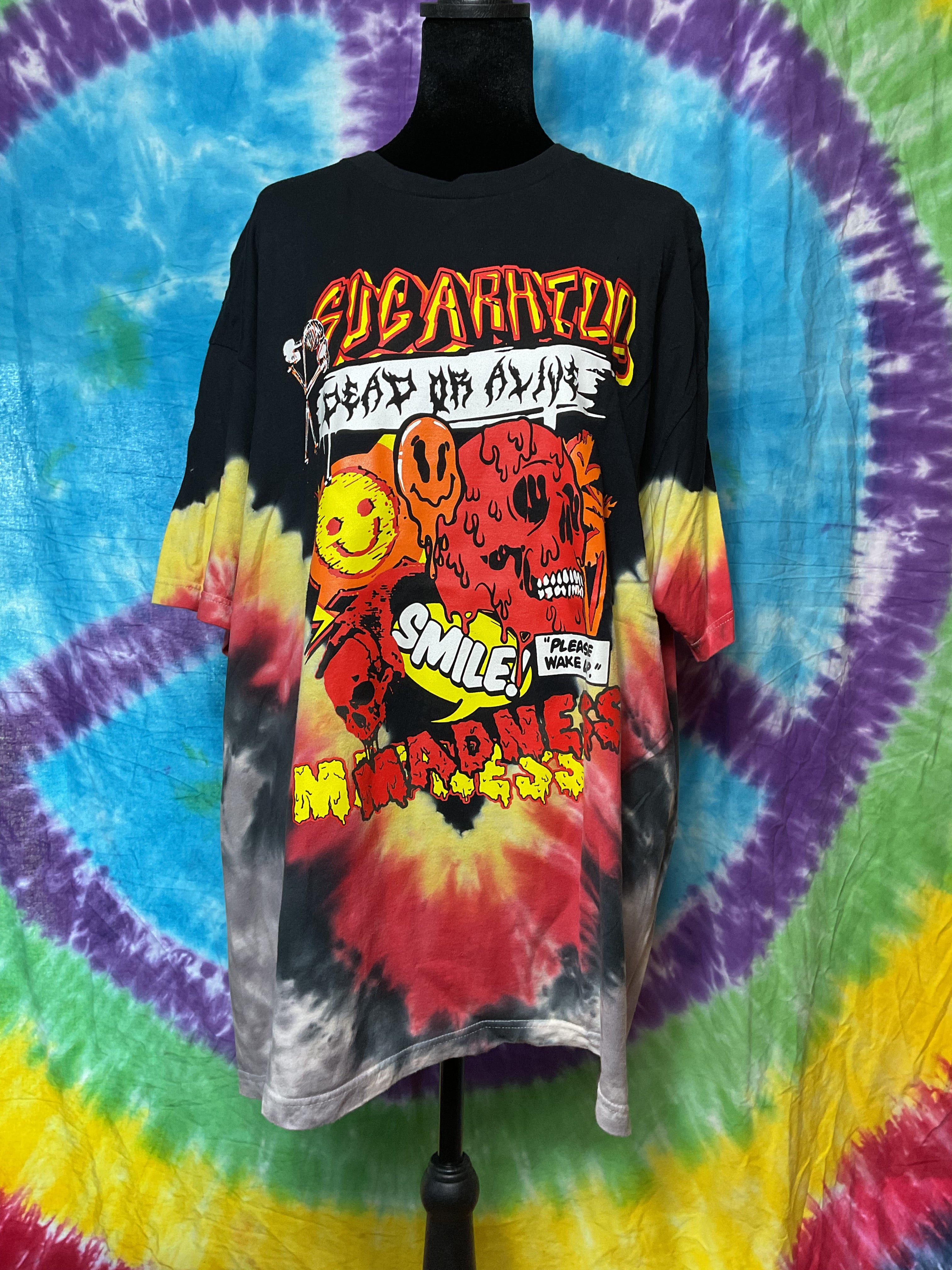 Sugarhill Dead or Alive Smile Madness Tie Dye Tee Biohazard 2XL