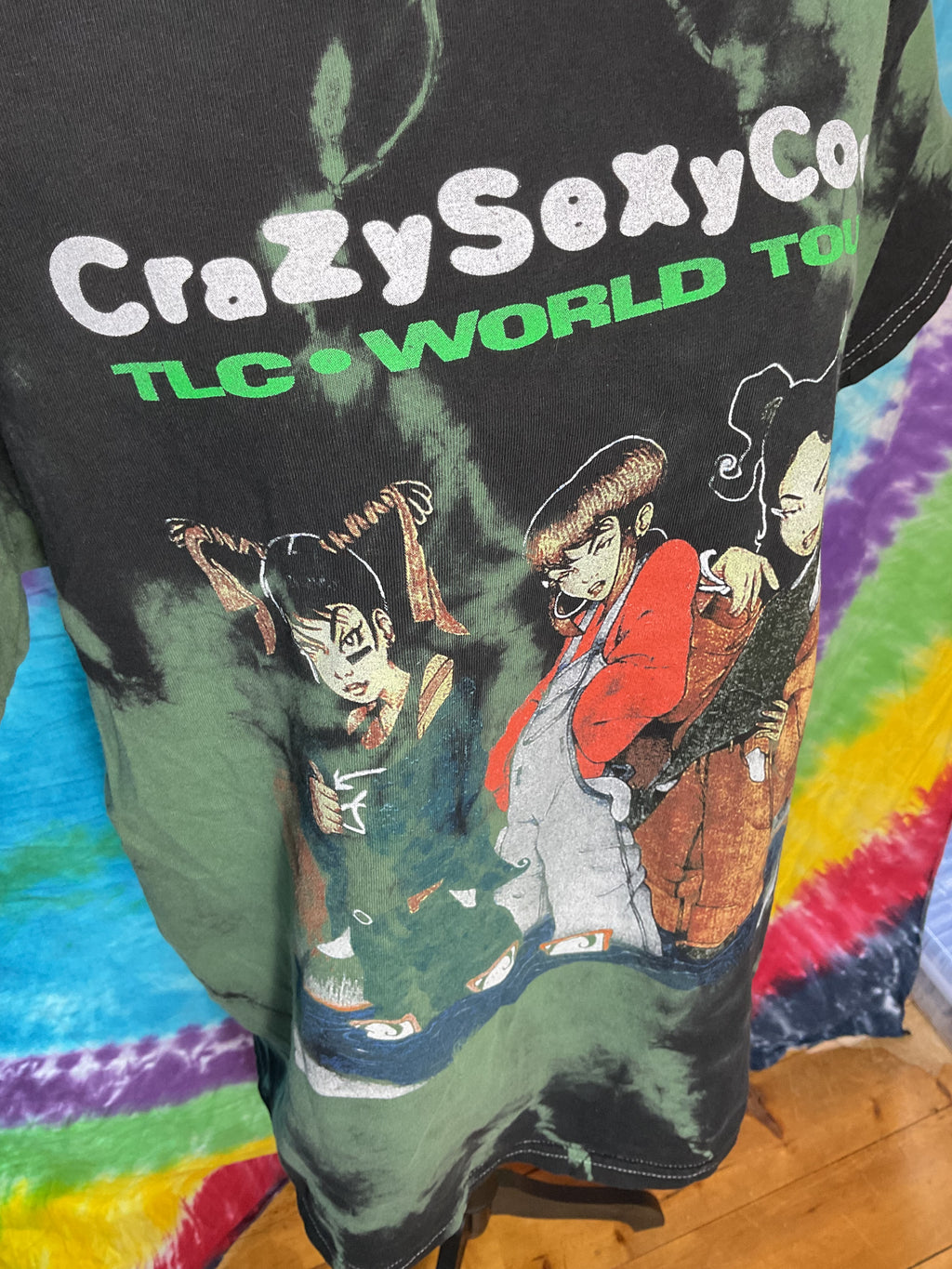 TLC CrazySexyCool World Tour Anime Graphic Tie Dye Tee Large