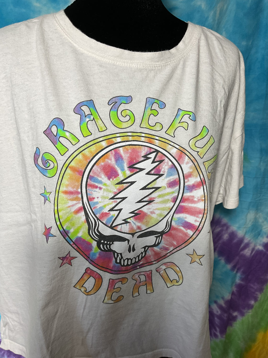 Old Navy Grateful Dead Steal Your Face Tie Dye Graphic Crop Top L