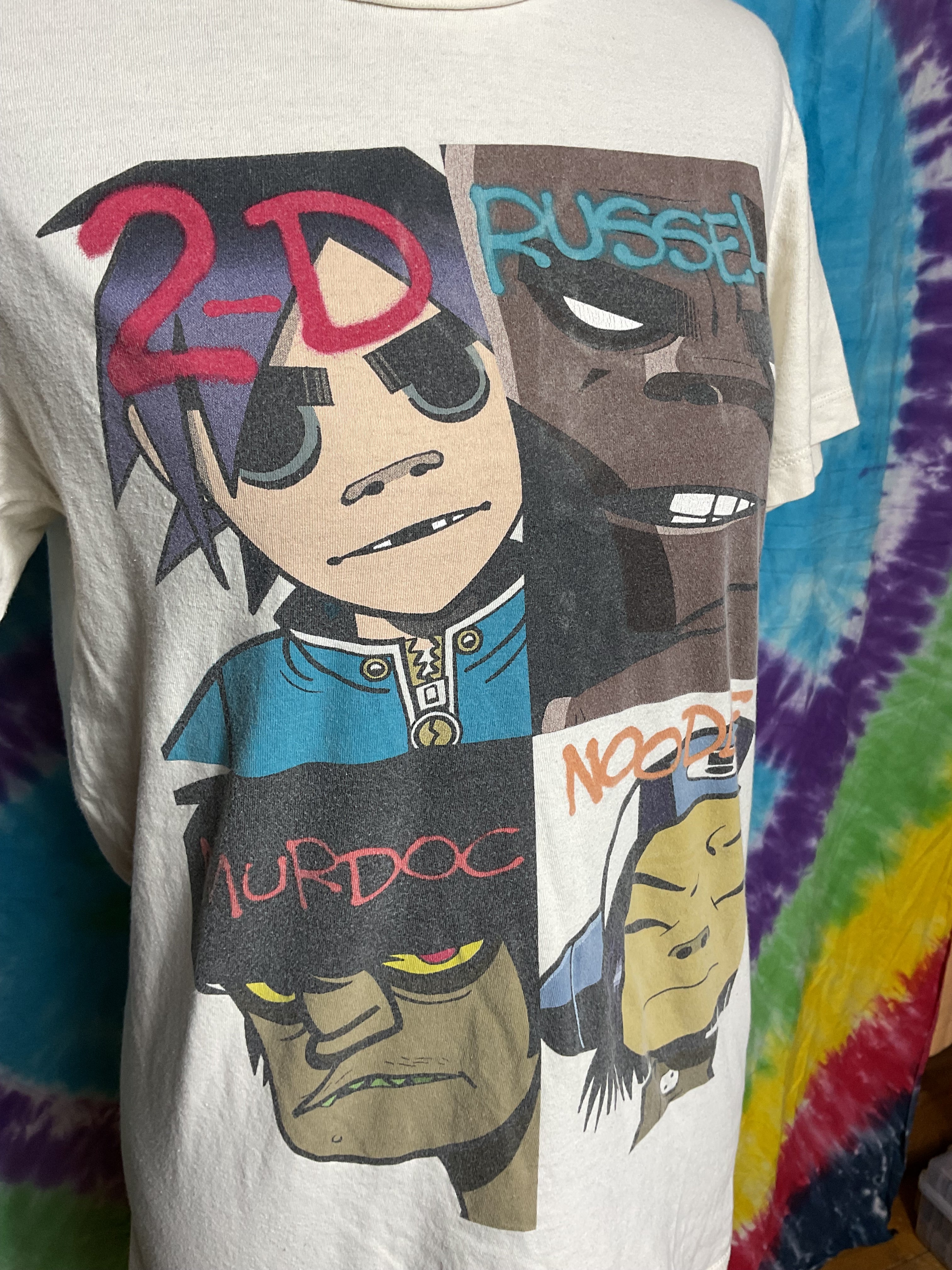 Gorillaz Graphic Tee Cream 2-D Noodle Murdoc Russel S/M