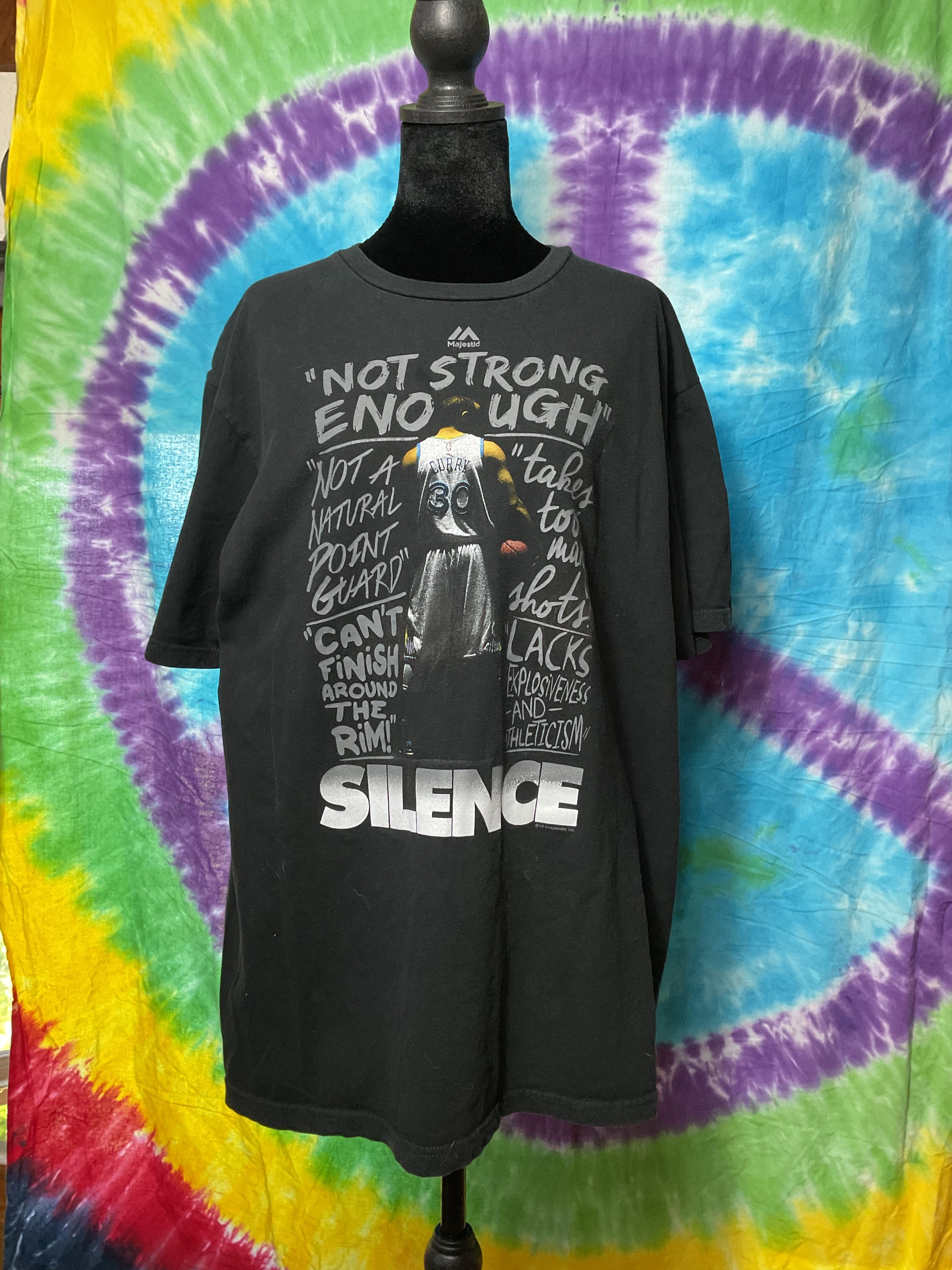 Steph Curry "Silence" Majestic Shirt NBA Warriors Black XL