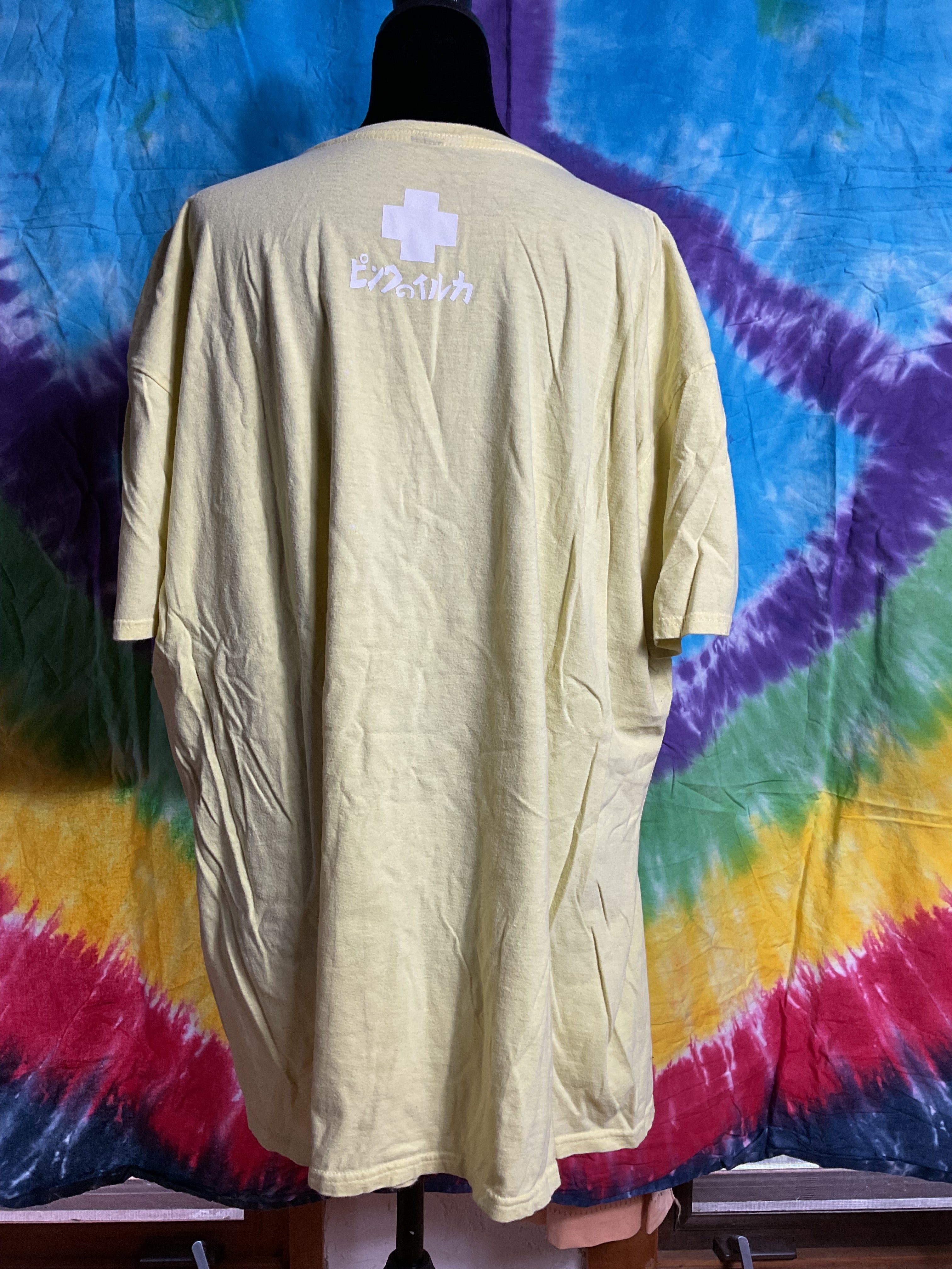 Pink Dolphin Fire Breathing Dolphin Streetwear Tee Yellow XXL