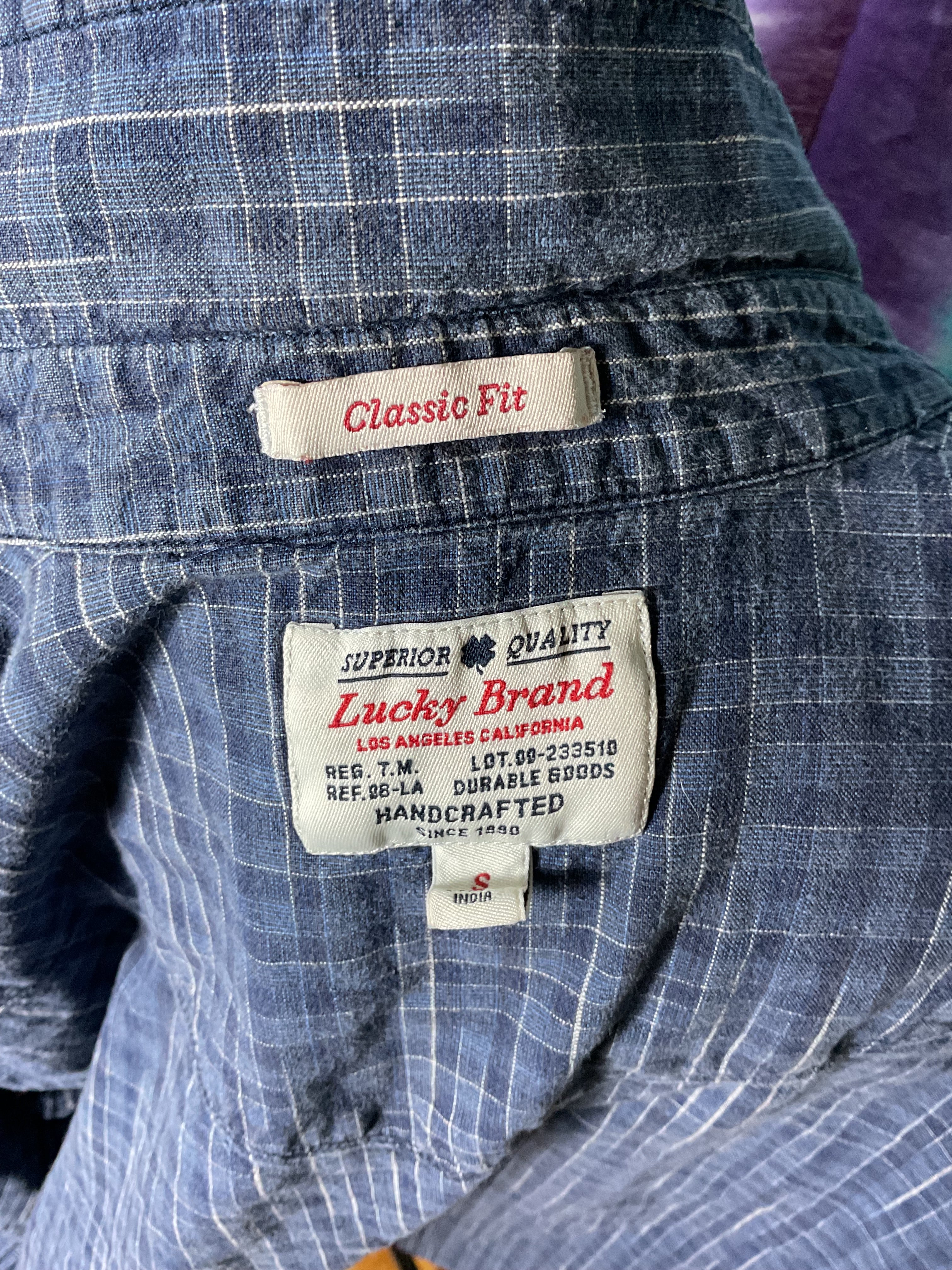 Lucky Brand Men's True Indigo Western Pearl Snap Plaid Shirt S