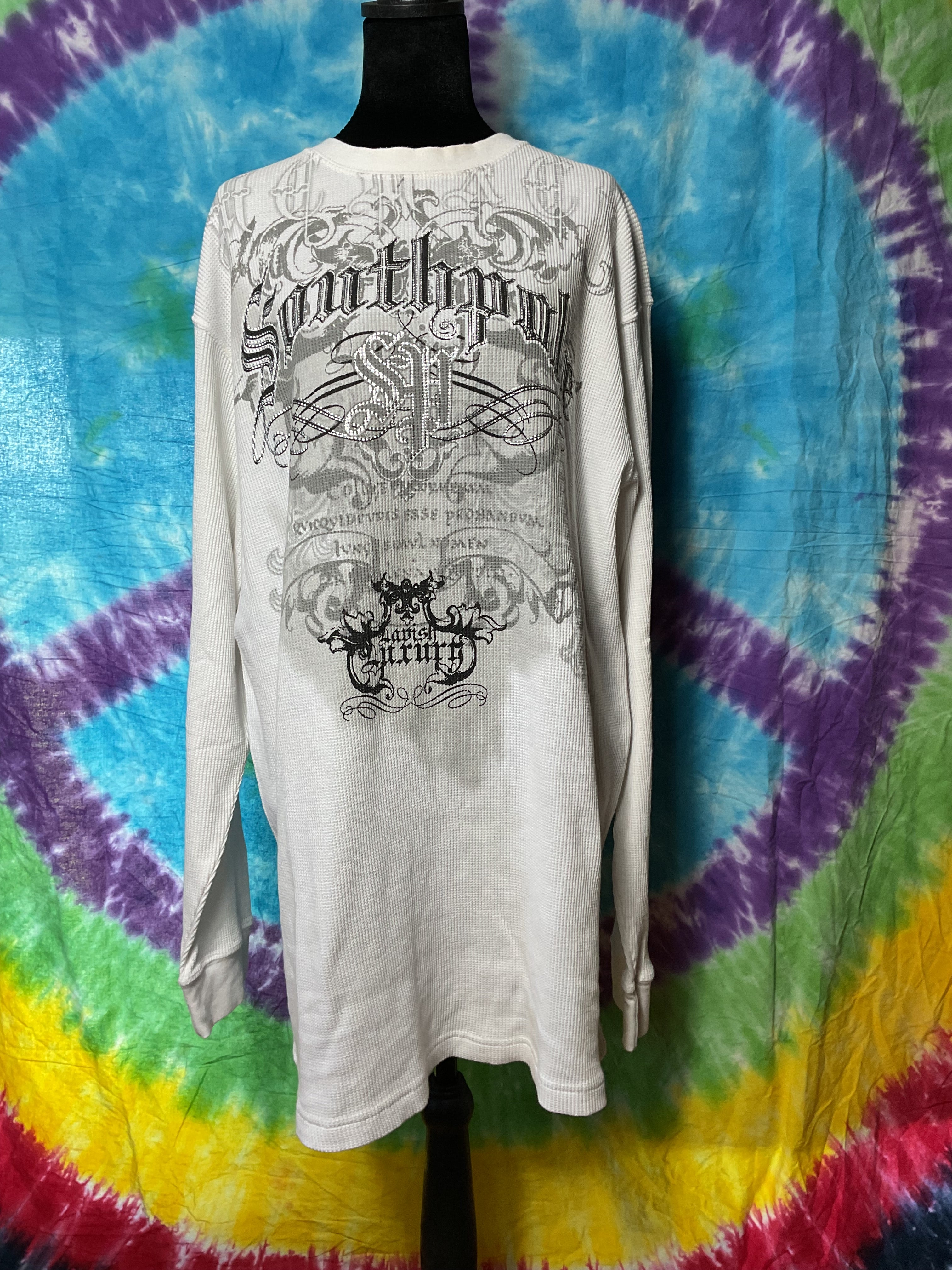 Southpole Y2K Thermal Shirt XXL White Lavish Luxury Waffle Knit