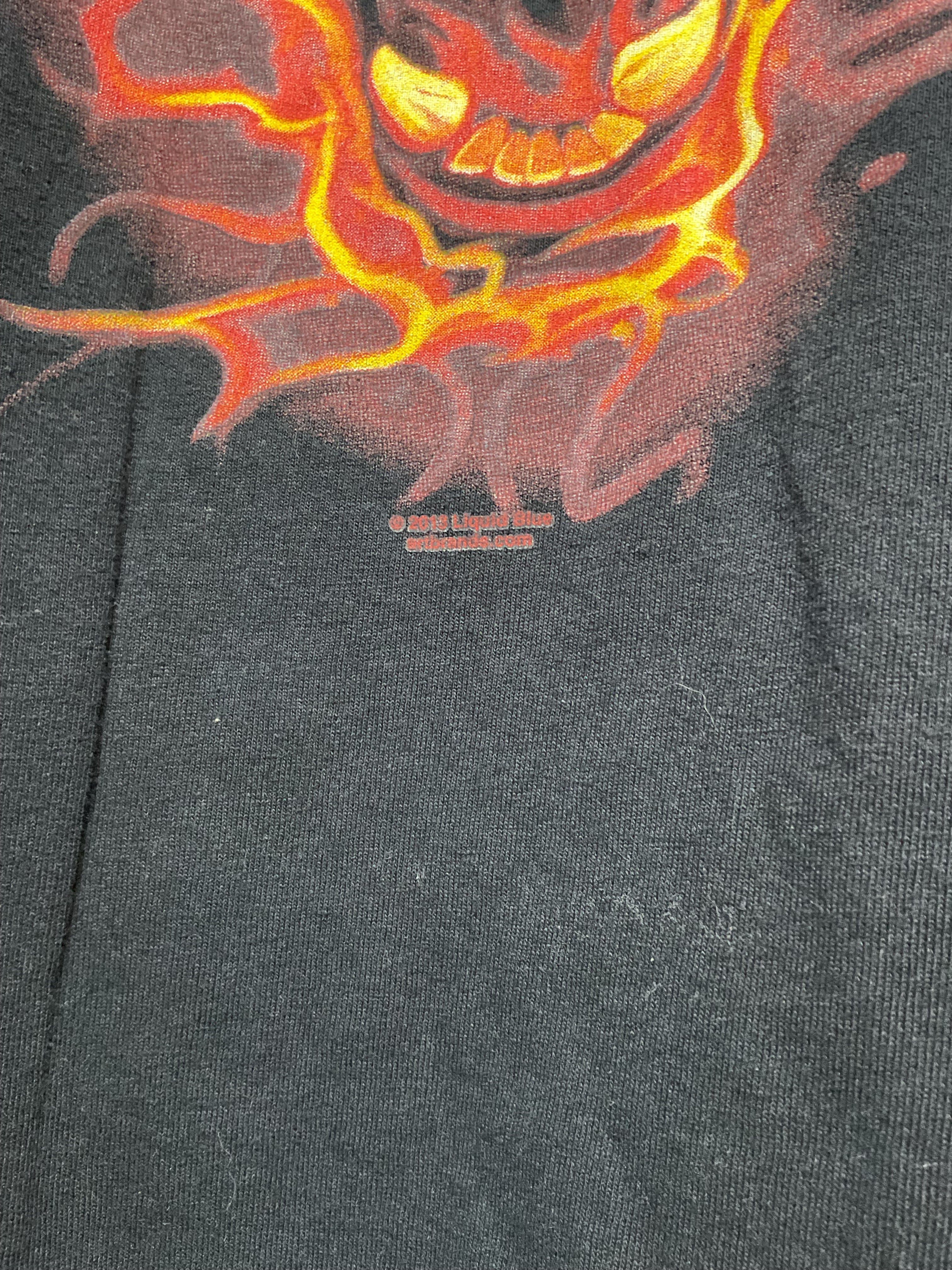 2013 Liquid Blue Fire Wolf Graphic Tee Shirt Black 2XL