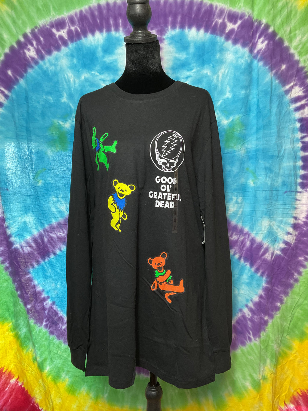 Grateful Dead Dancing Bears Long Sleeve Graphic Tee Black XL