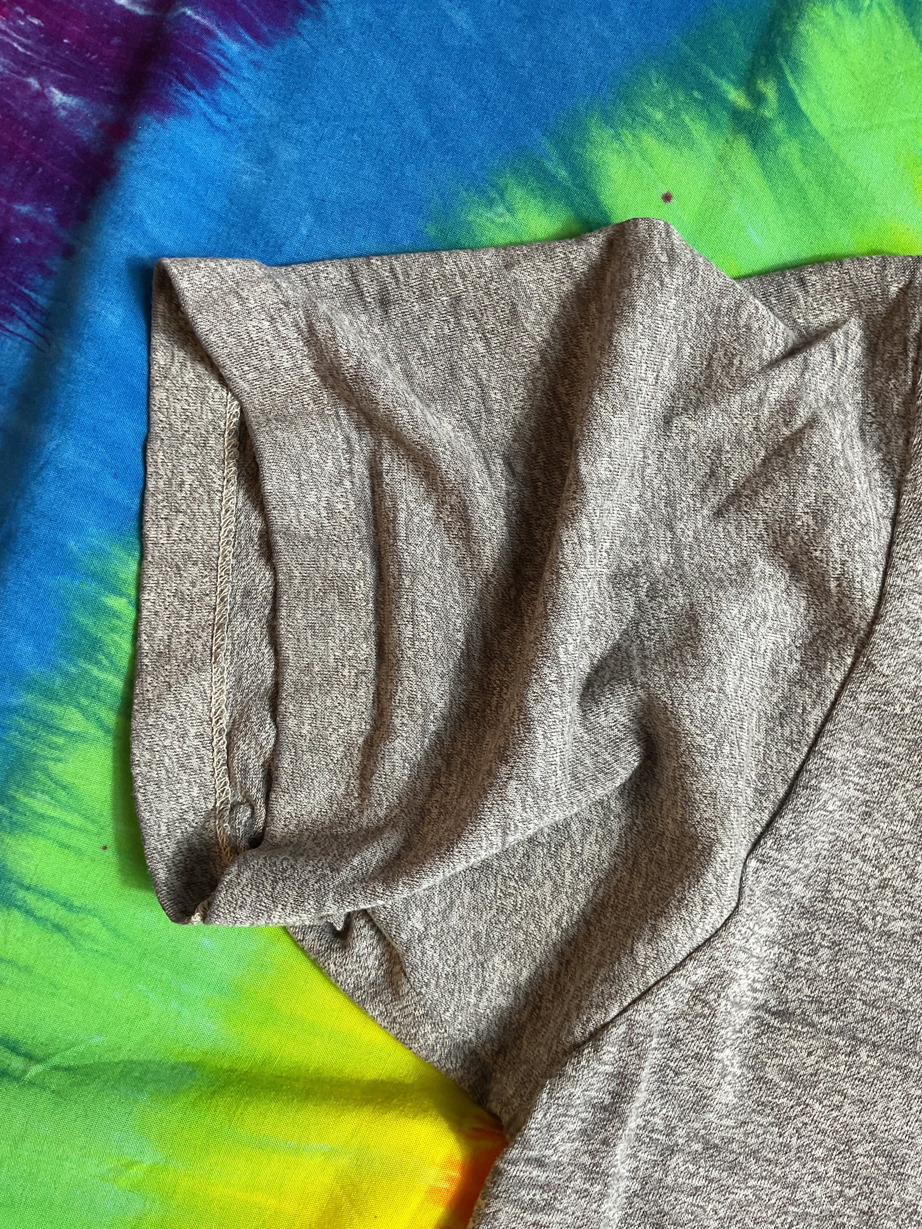 Vtg 80s US Army PT Tee Heather Gray Single Stitch Distressed L