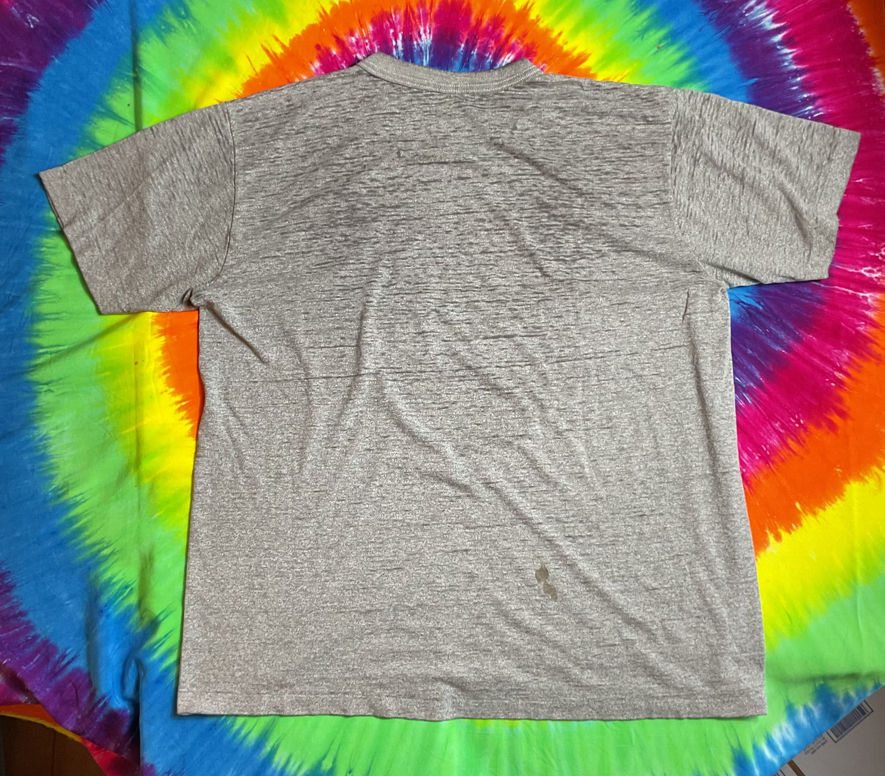 Vtg 80s US Army PT Tee Heather Gray Single Stitch Distressed L