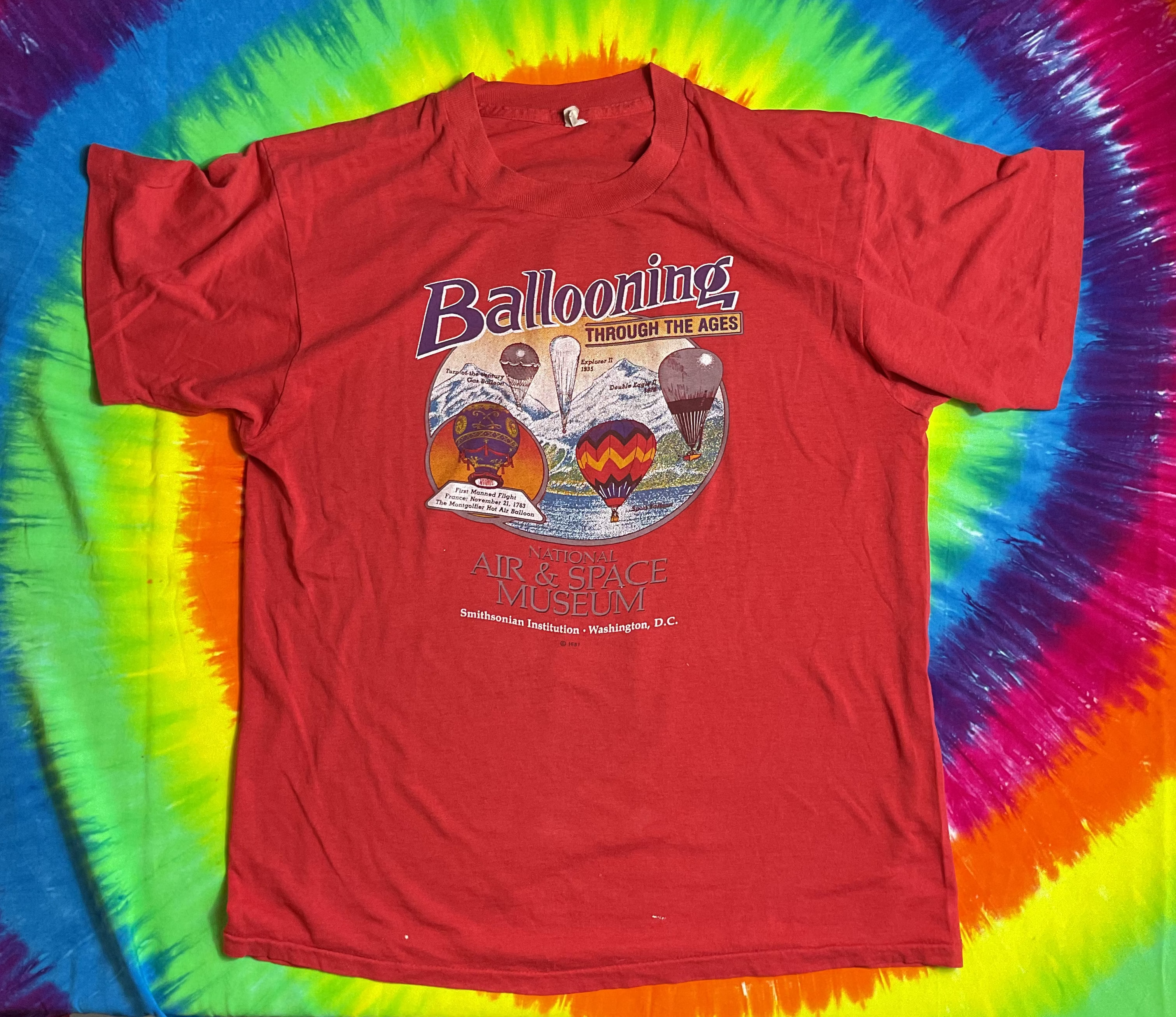 Vintage 1987 Smithsonian Air & Space Museum Ballooning T-Shirt