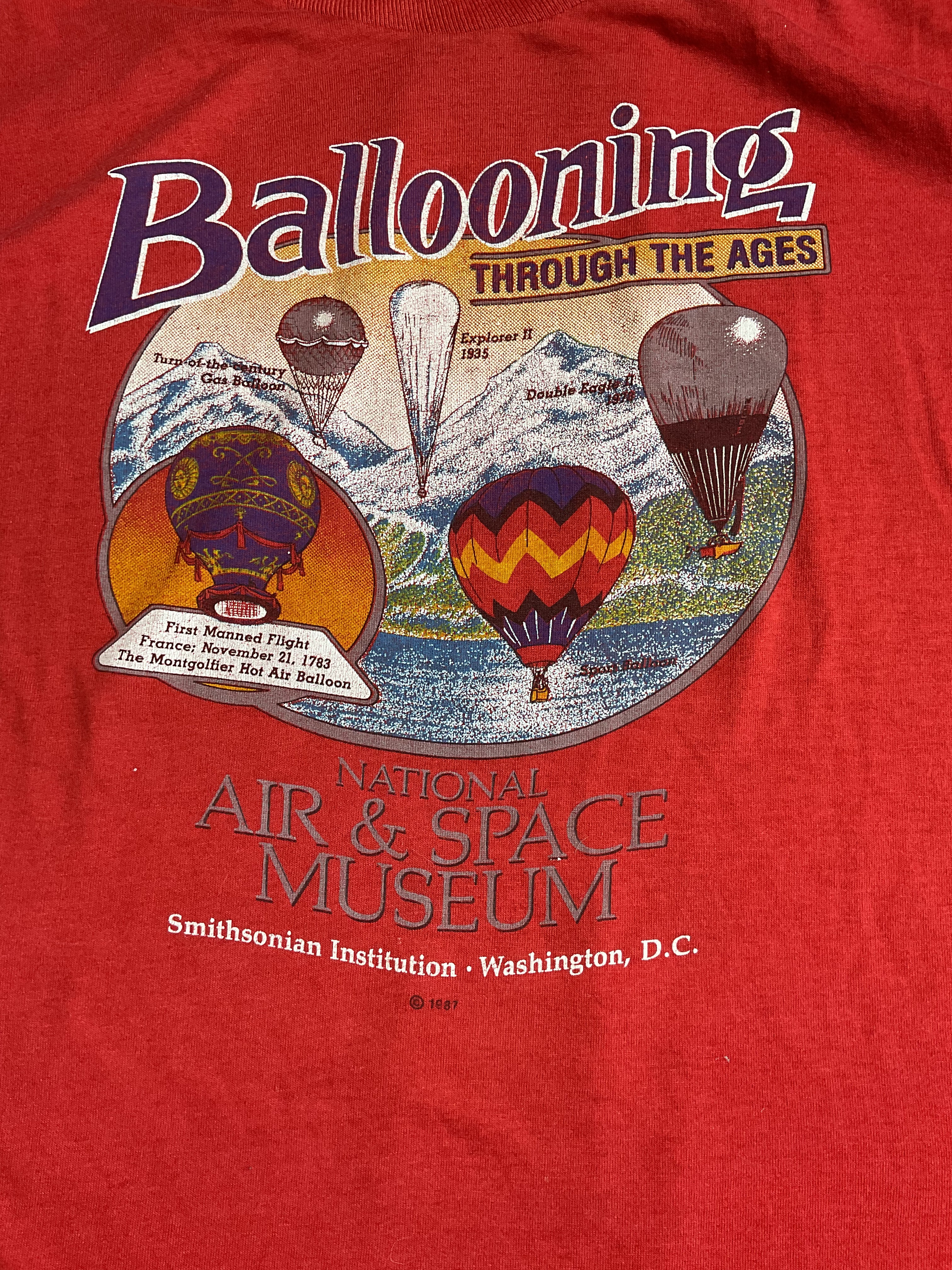 Vintage 1987 Smithsonian Air & Space Museum Ballooning T-Shirt