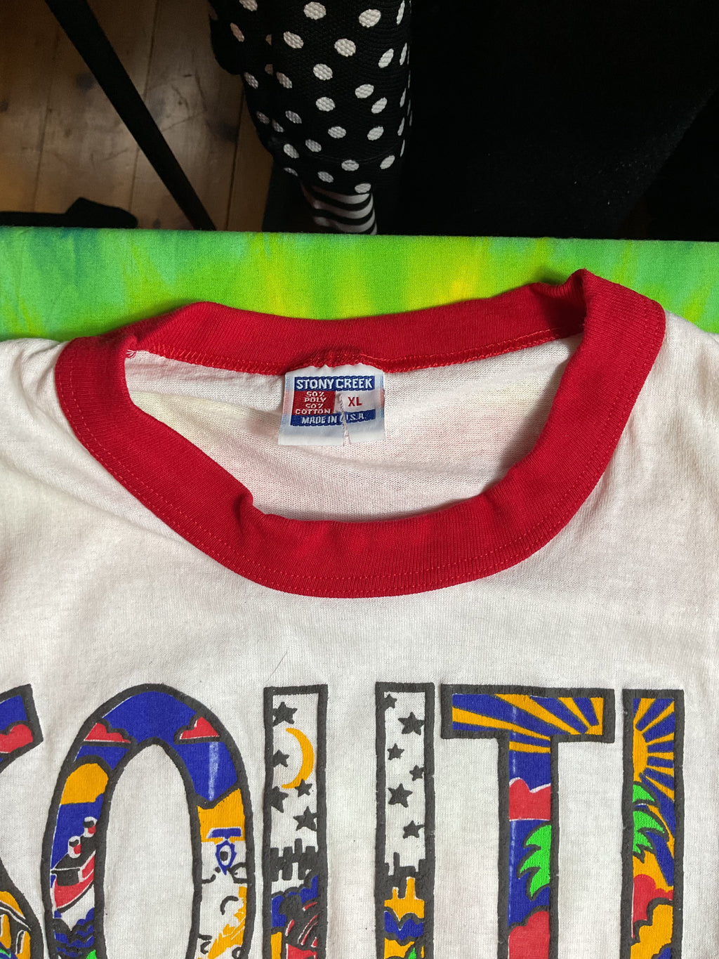Vintage 80s South of the Border Ringer T-Shirt XL Single Stitch