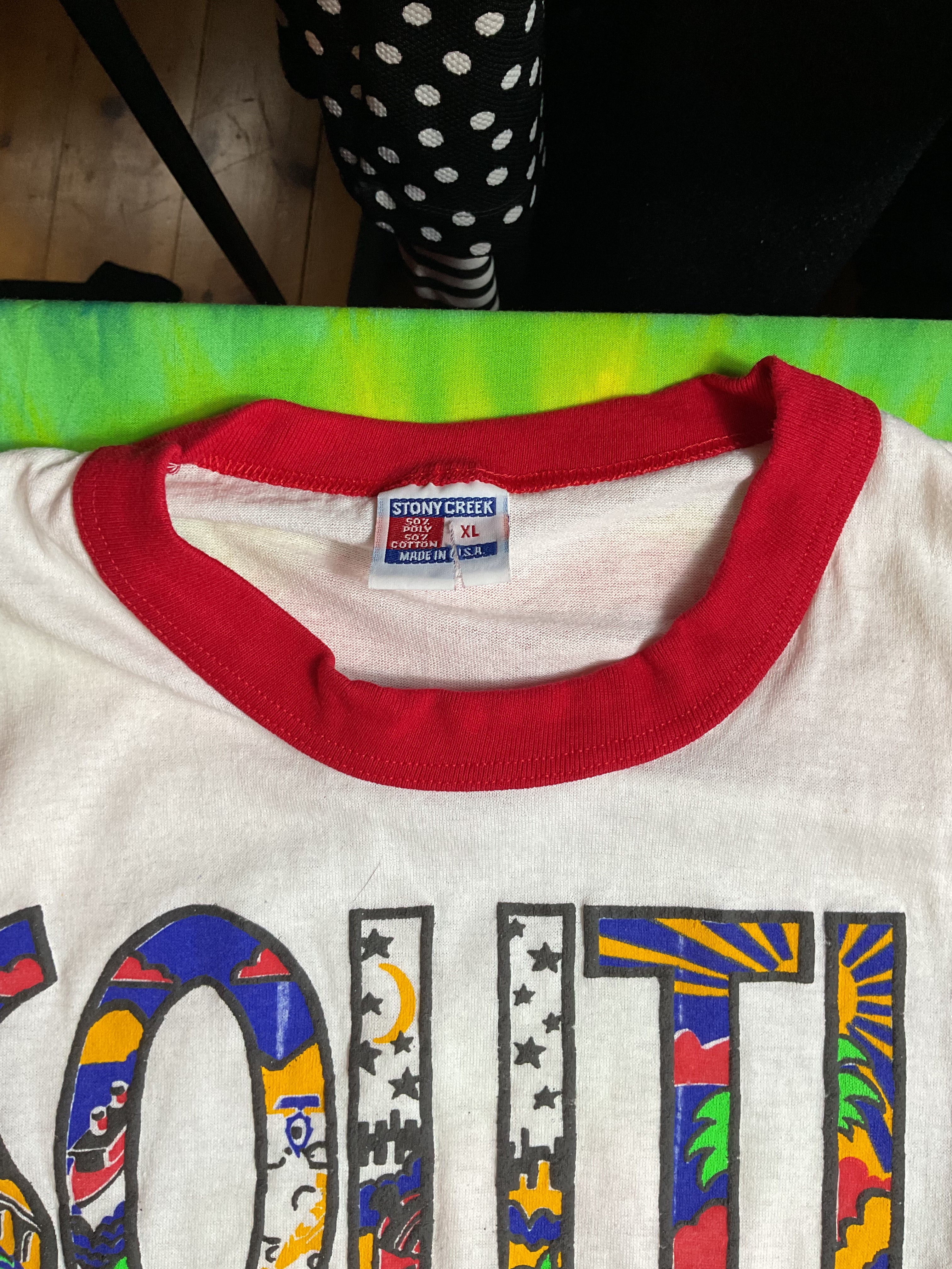 Vintage 80s South of the Border Ringer T-Shirt XL Single Stitch