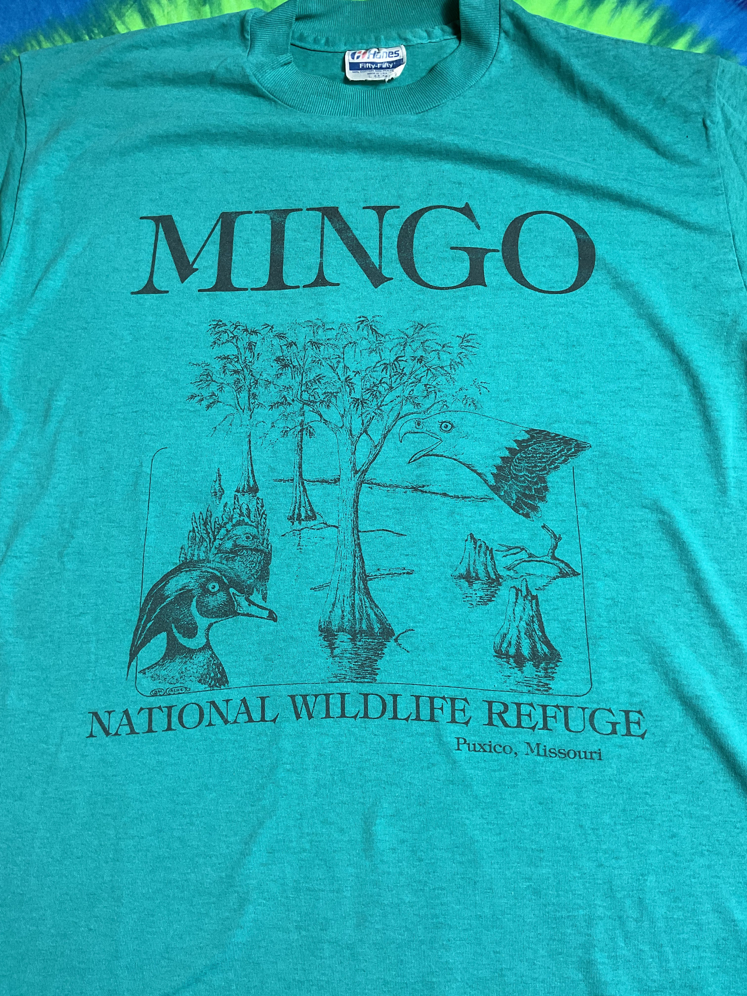 Vintage 80s Mingo National Wildlife Refuge T-Shirt Hanes USA L
