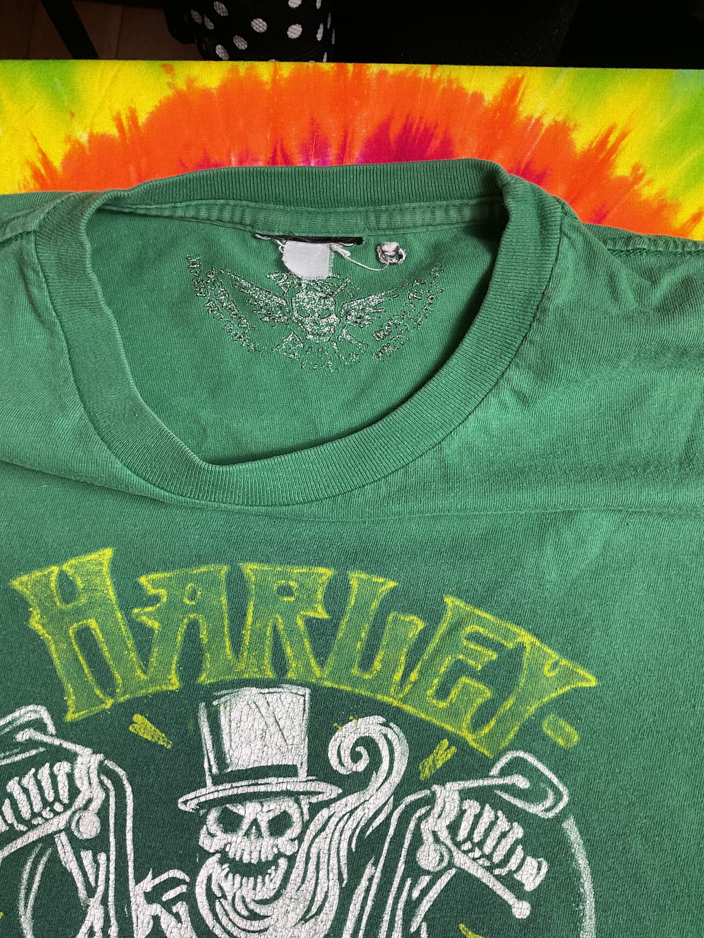 Harley-Davidson Paradise Portland Oregon Skeleton Green T-Shirt