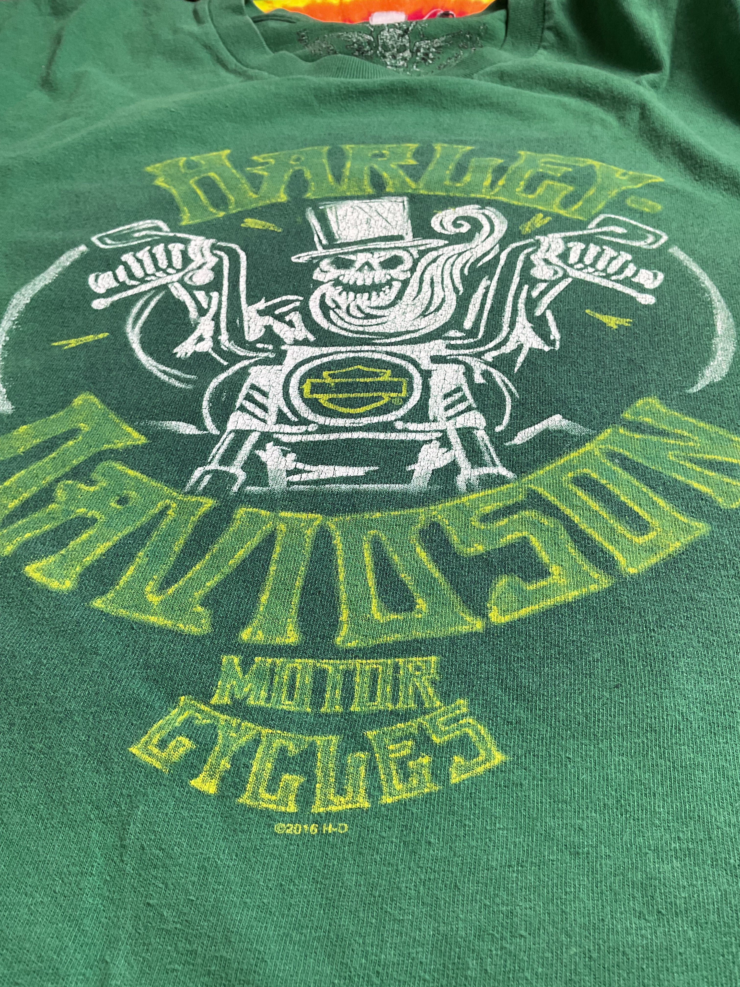 Harley-Davidson Paradise Portland Oregon Skeleton Green T-Shirt