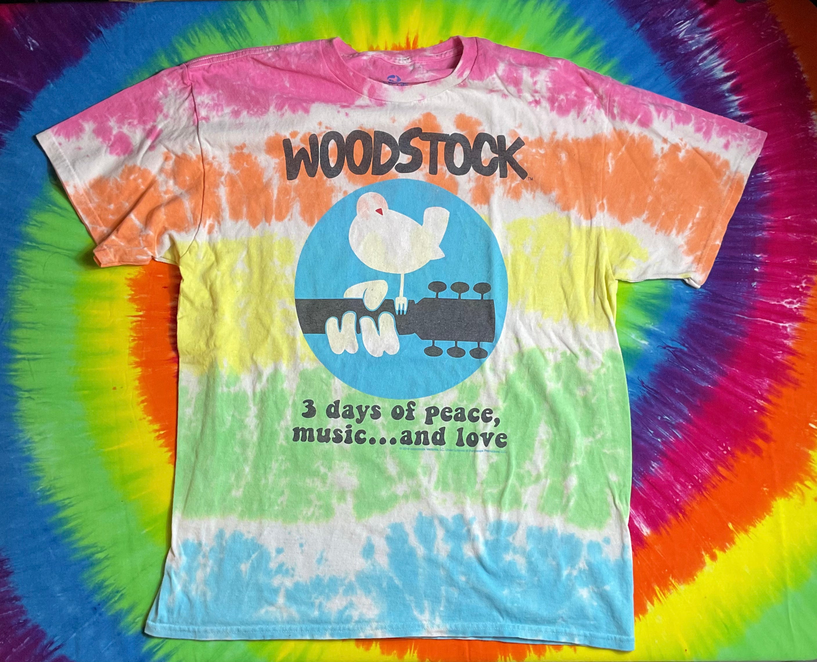 Liquid Blue Woodstock Tie Dye Shirt 3 Days of Peace Music Love XL