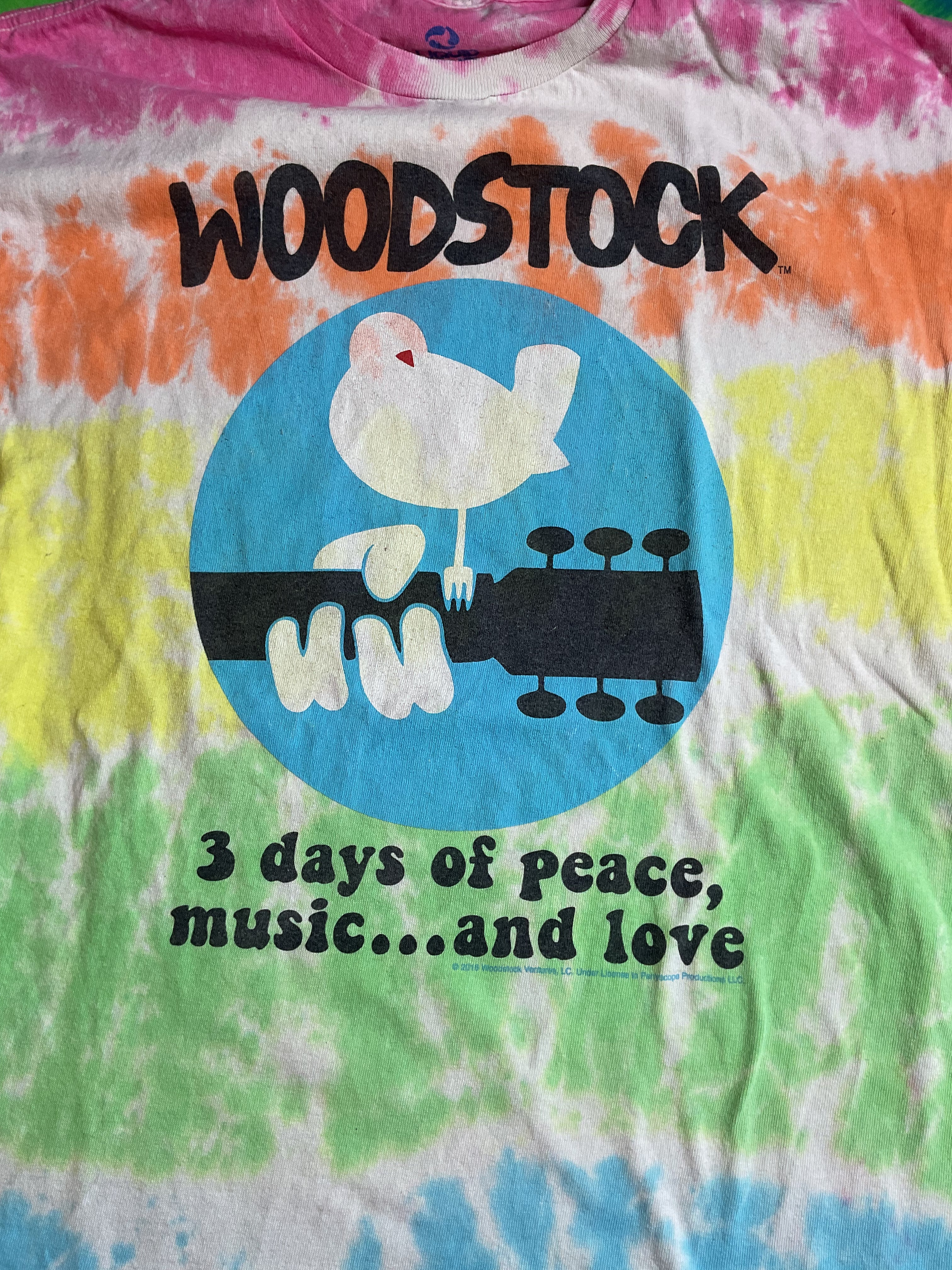 Liquid Blue Woodstock Tie Dye Shirt 3 Days of Peace Music Love XL