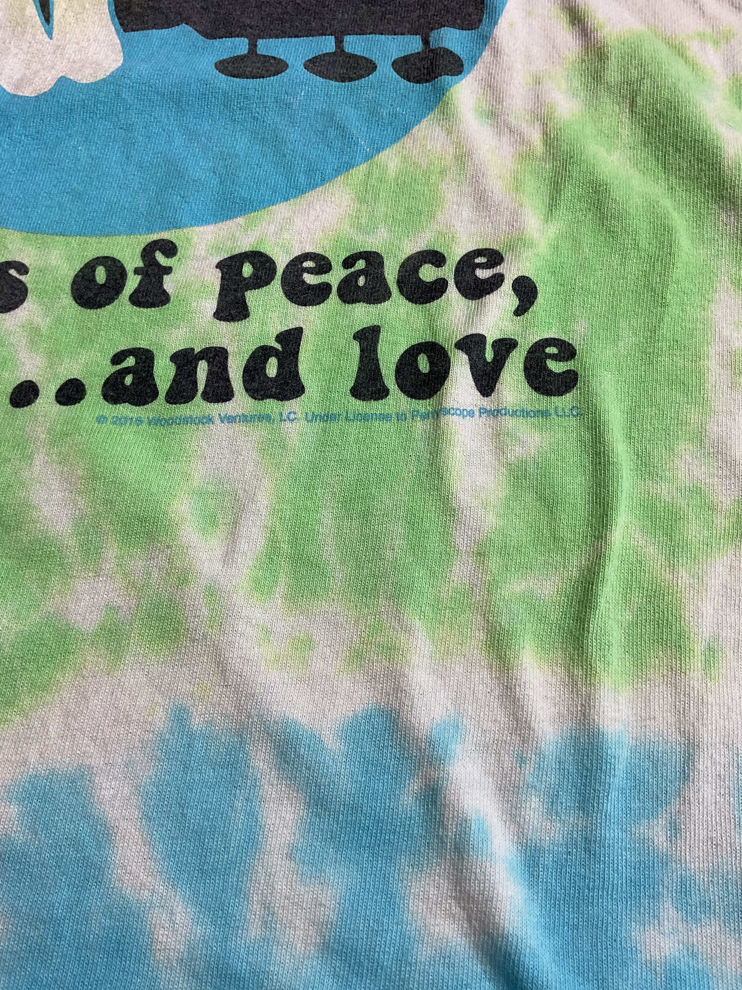 Liquid Blue Woodstock Tie Dye Shirt 3 Days of Peace Music Love XL